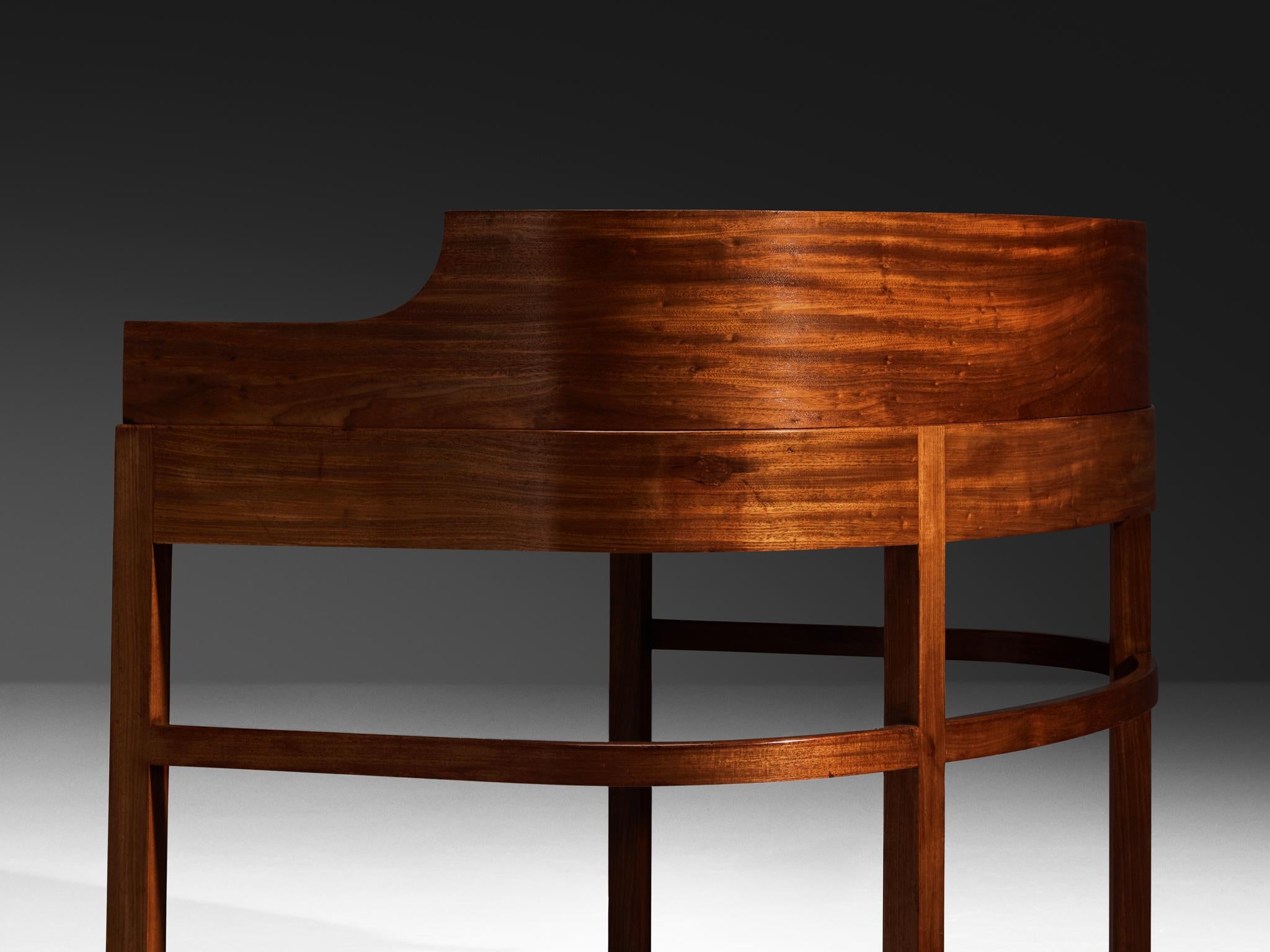 1930s Curved Writing Desk in Mahogany by Danish Cabinetmaker