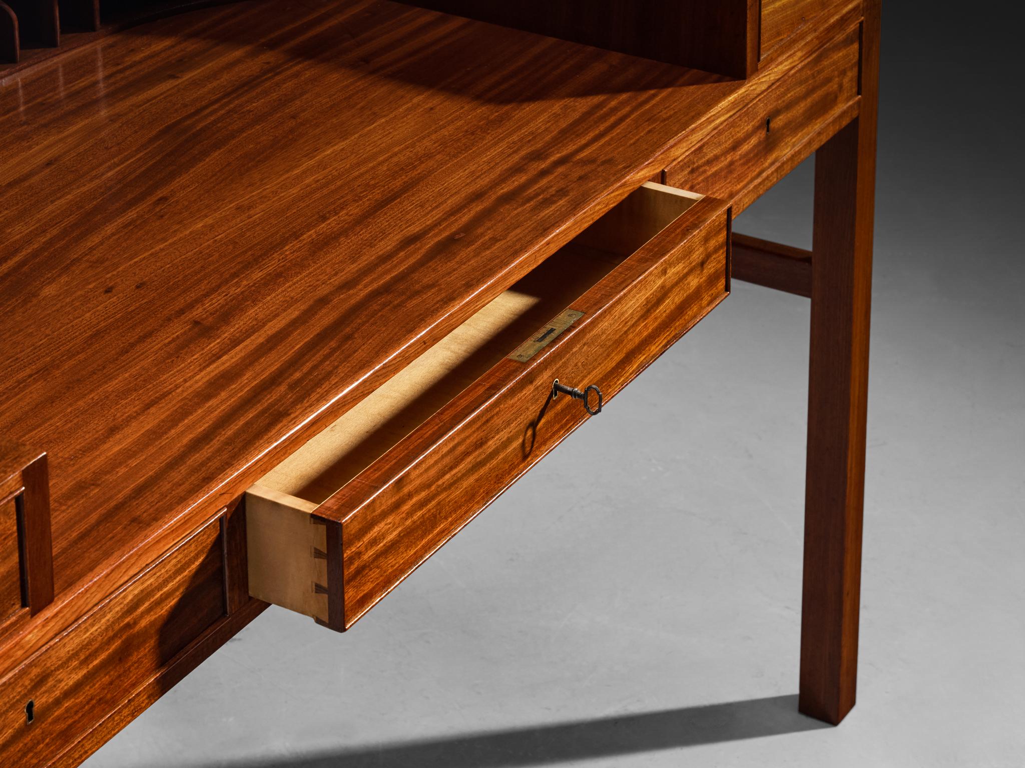 1930s Curved Writing Desk in Mahogany by Danish Cabinetmaker