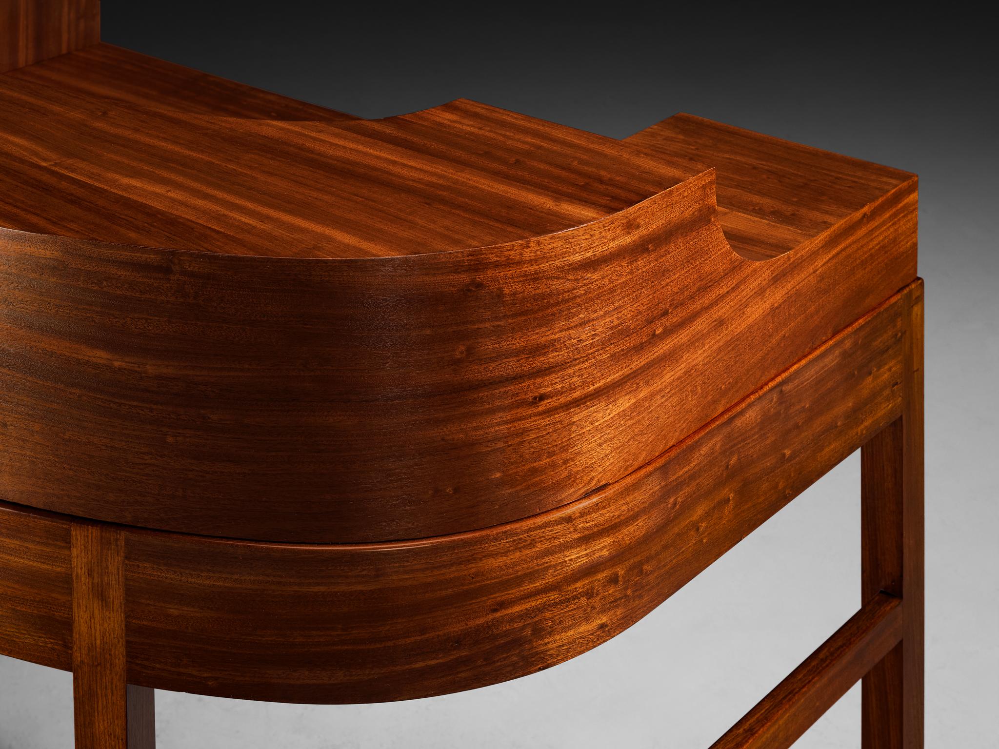 1930s Curved Writing Desk in Mahogany by Danish Cabinetmaker