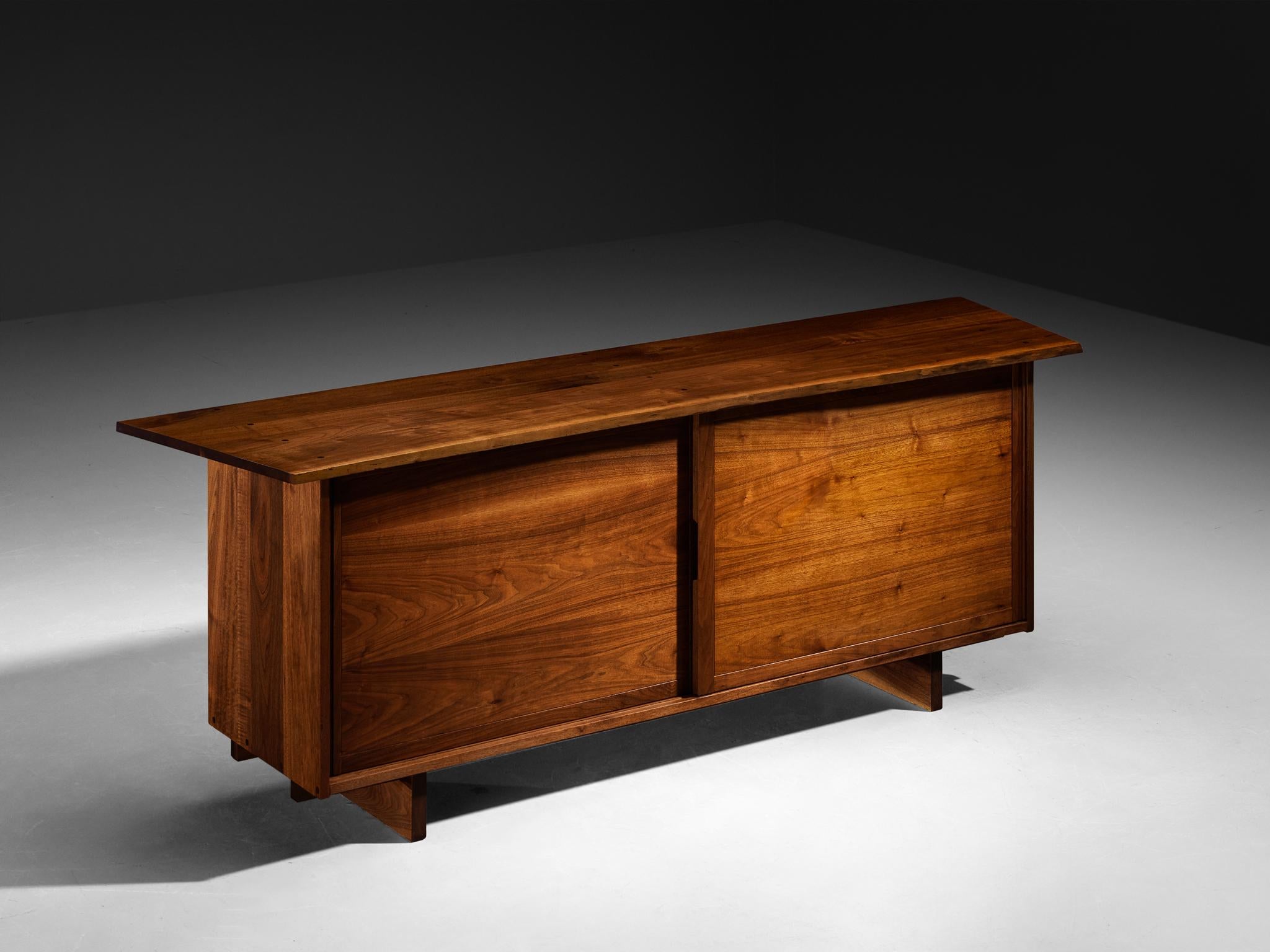 George Nakashima Double Sliding-Door Cabinet in American Black Walnut