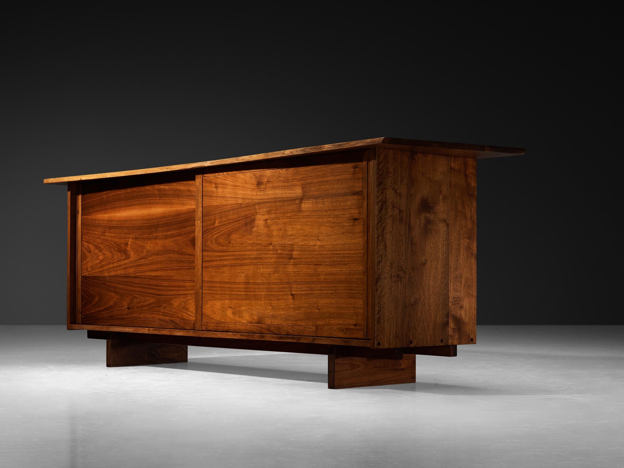 George Nakashima Double Sliding-Door Cabinet in American Black Walnut