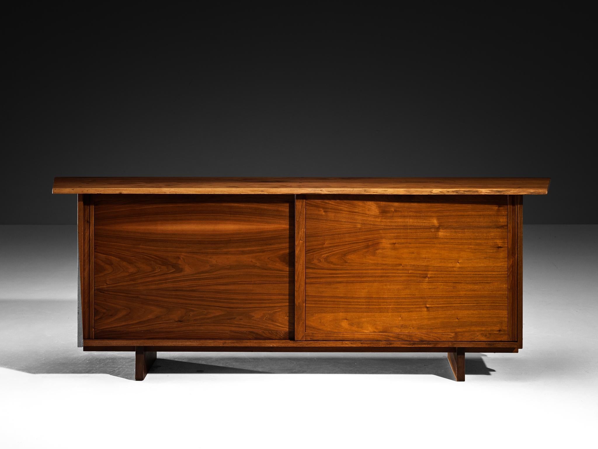 George Nakashima Double Sliding-Door Cabinet in American Black Walnut