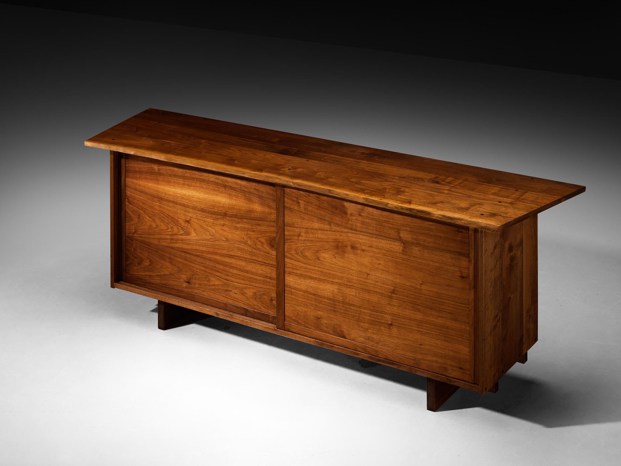 George Nakashima Double Sliding-Door Cabinet in American Black Walnut