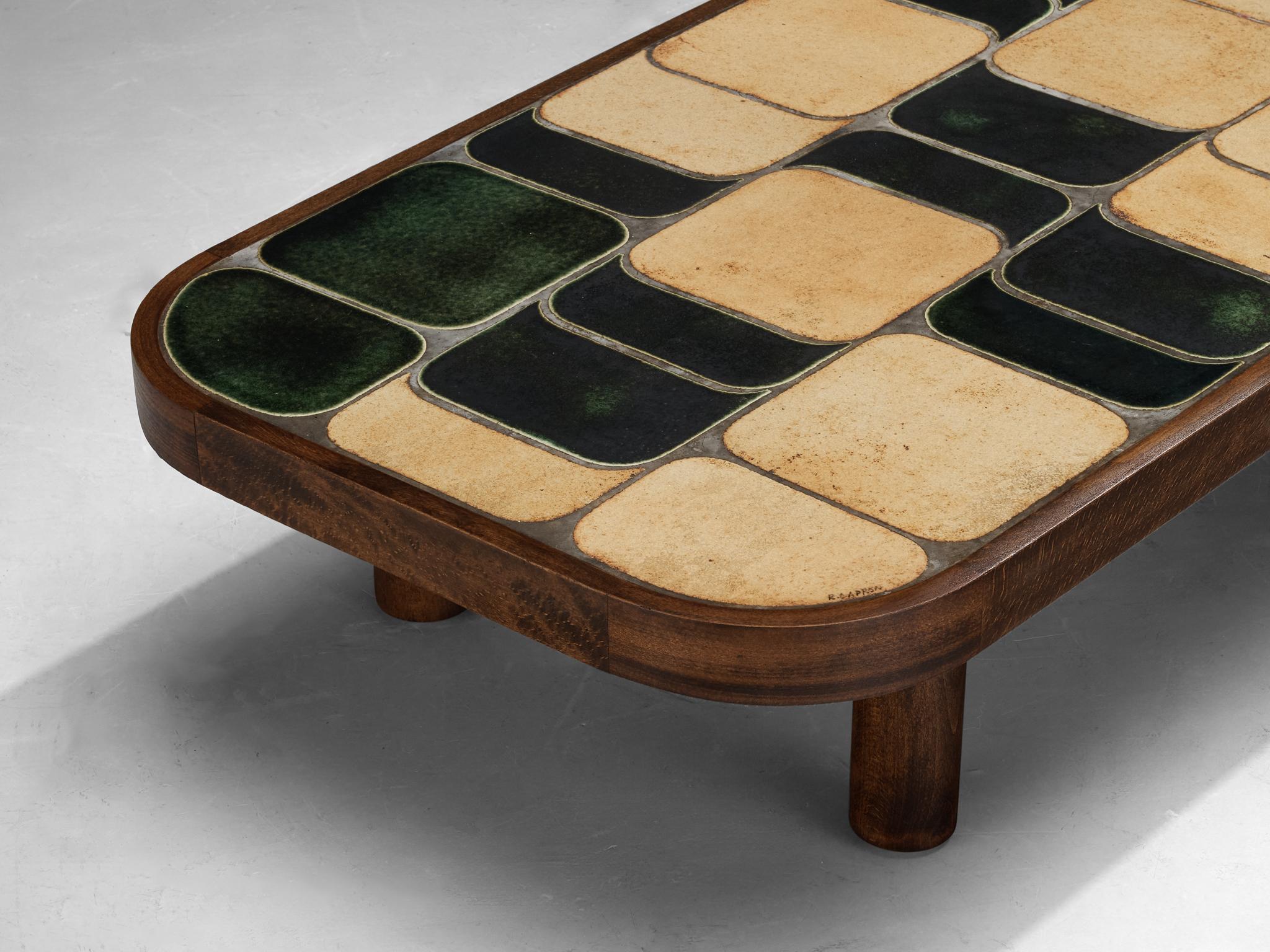 Roger Capron Large ‘Shogun’ Coffee Table in Ceramic and Wood