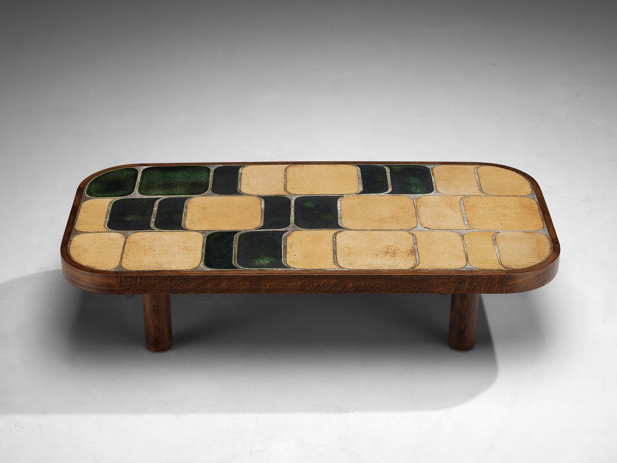 Roger Capron Large ‘Shogun’ Coffee Table in Ceramic and Wood