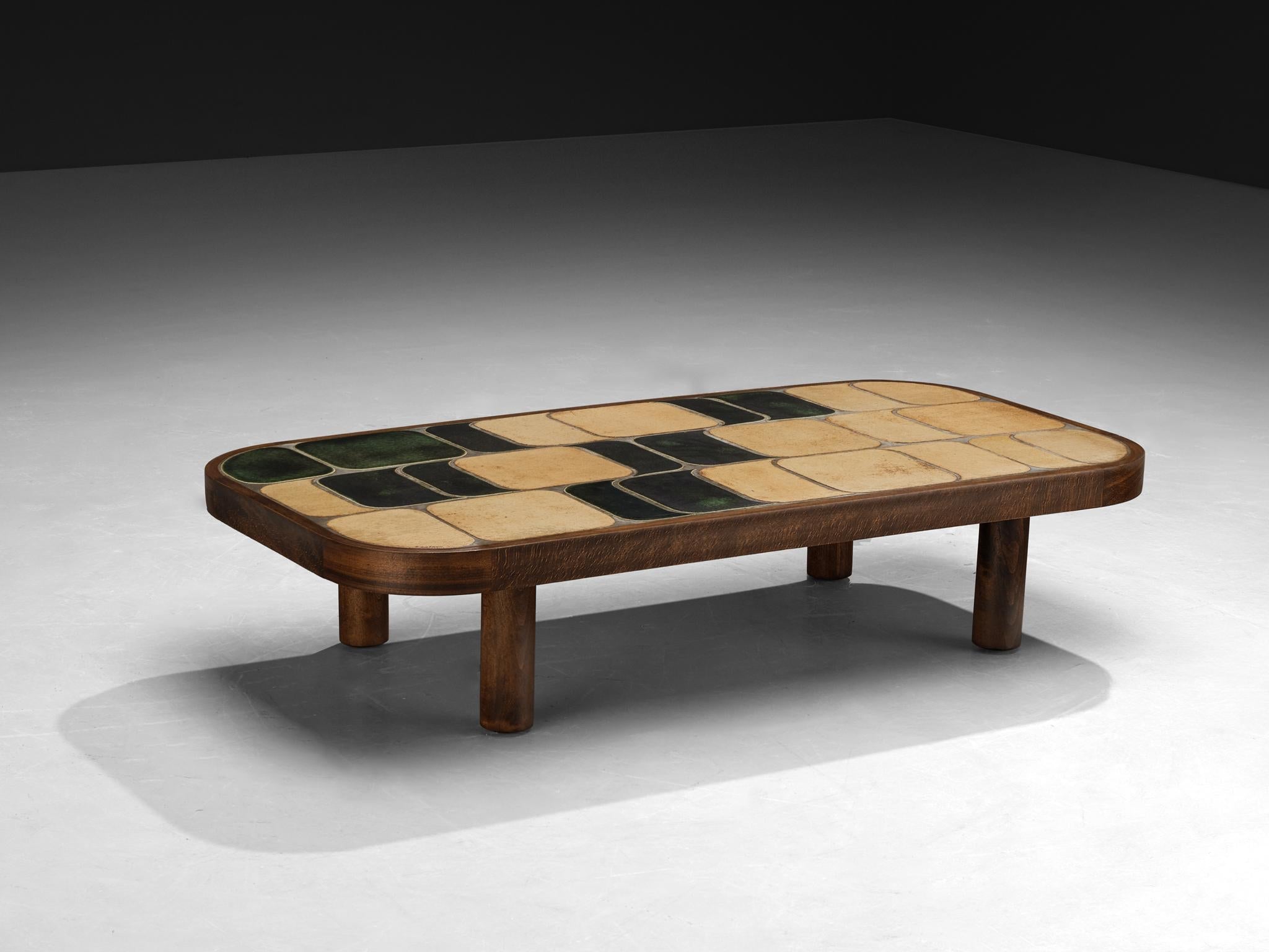 Roger Capron Large ‘Shogun’ Coffee Table in Ceramic and Wood