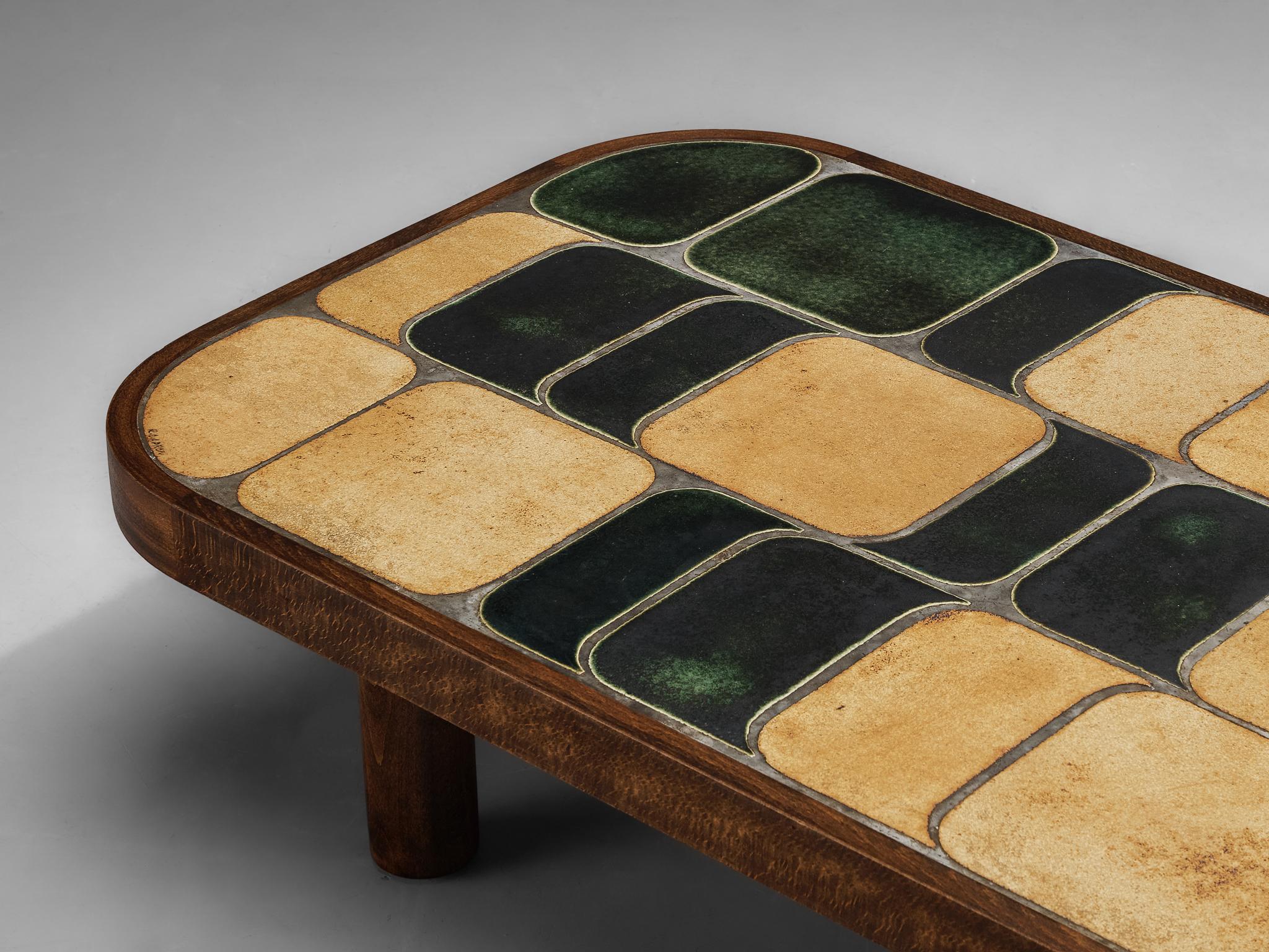 Roger Capron Large ‘Shogun’ Coffee Table in Ceramic and Wood