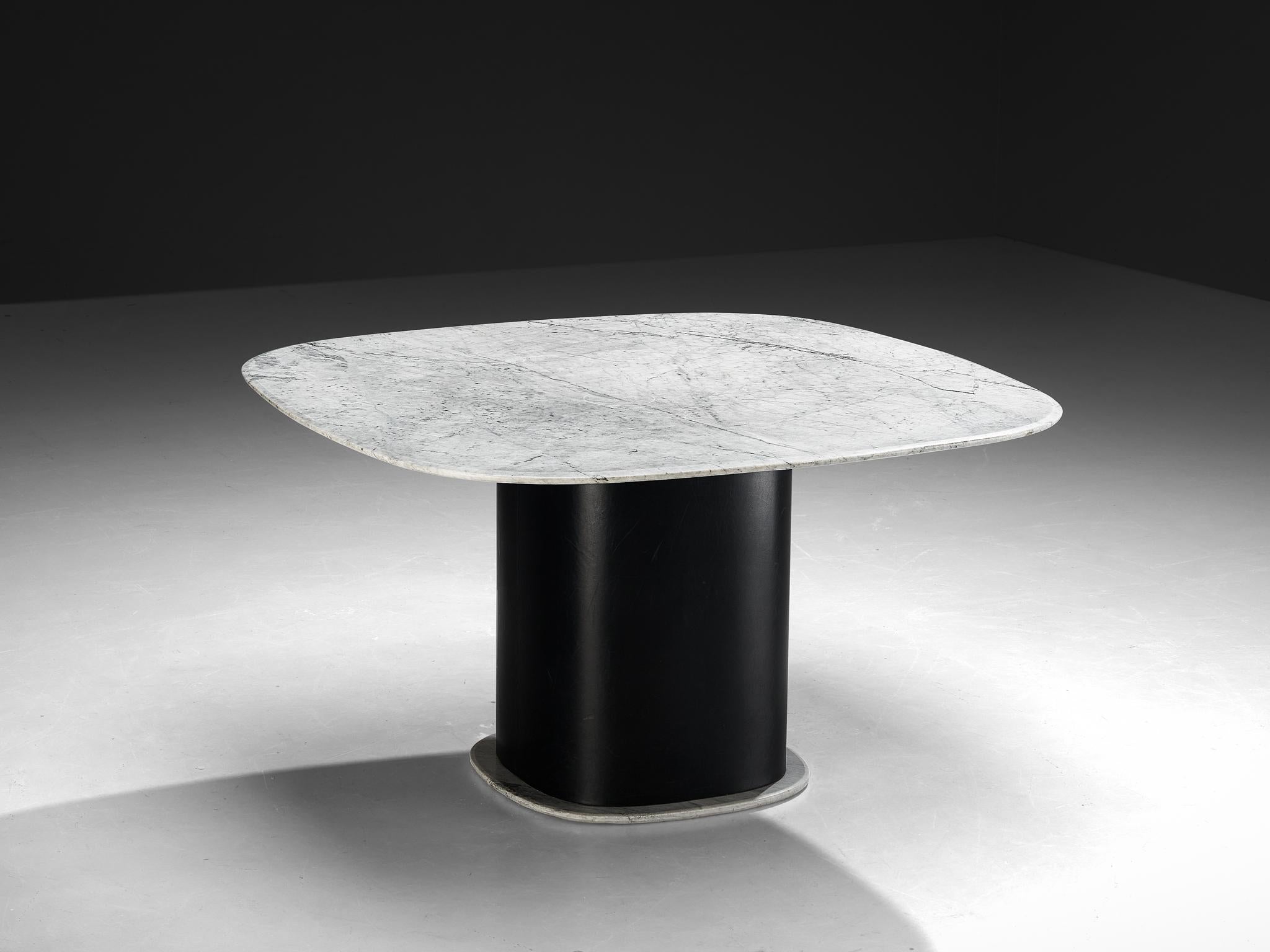 Marble Square Dining Table with Contrasting Base