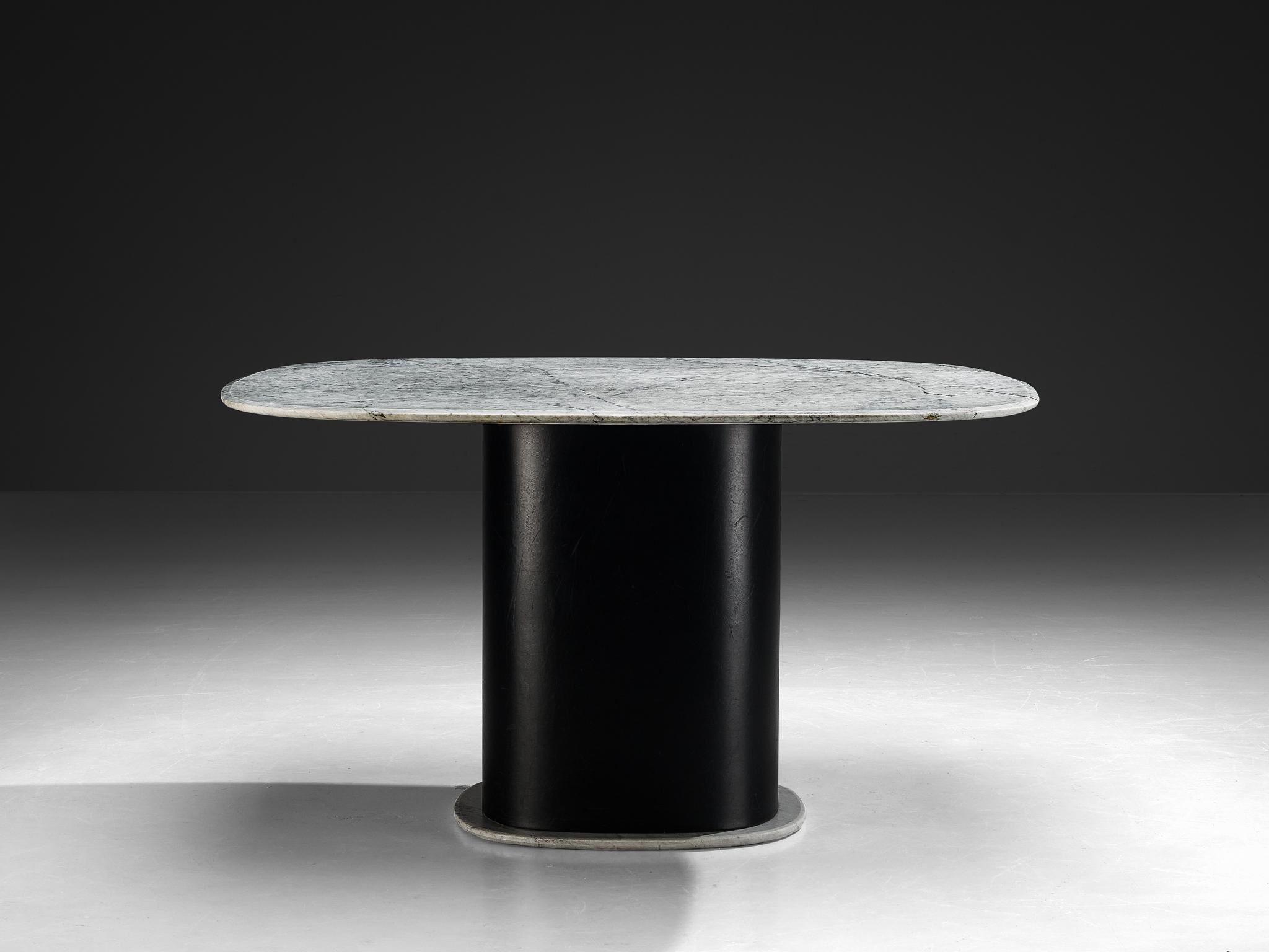 Marble Square Dining Table with Contrasting Base