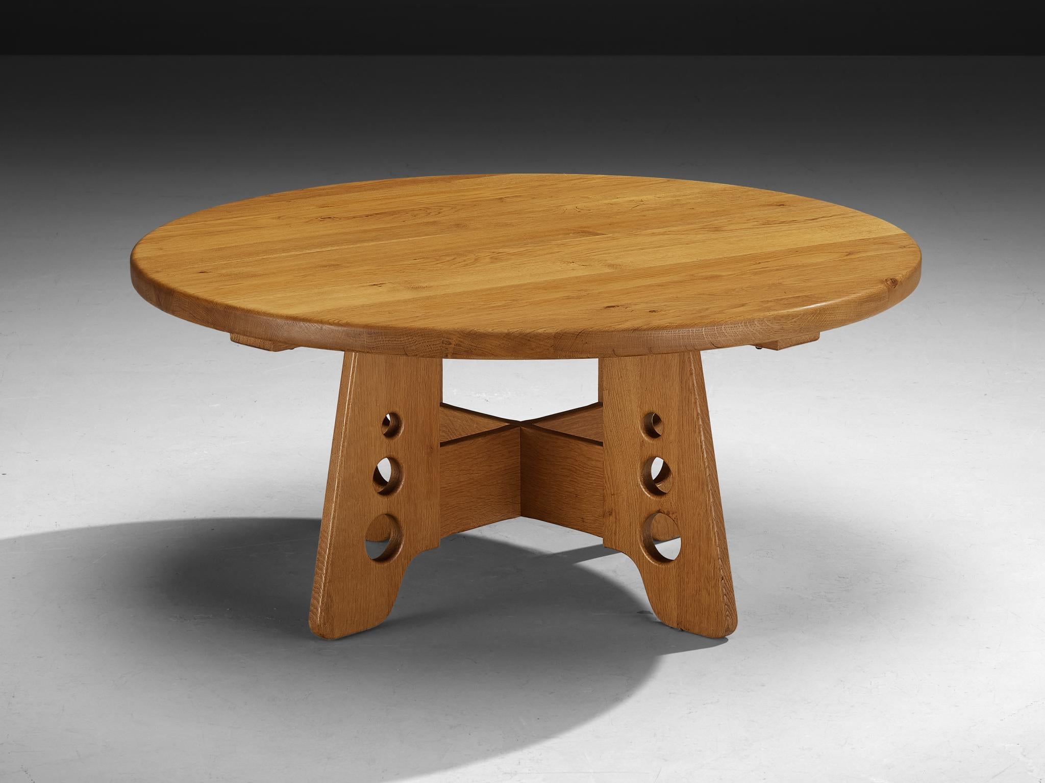 Scandinavian Coffee Table with Trapezium Base in Solid Oak