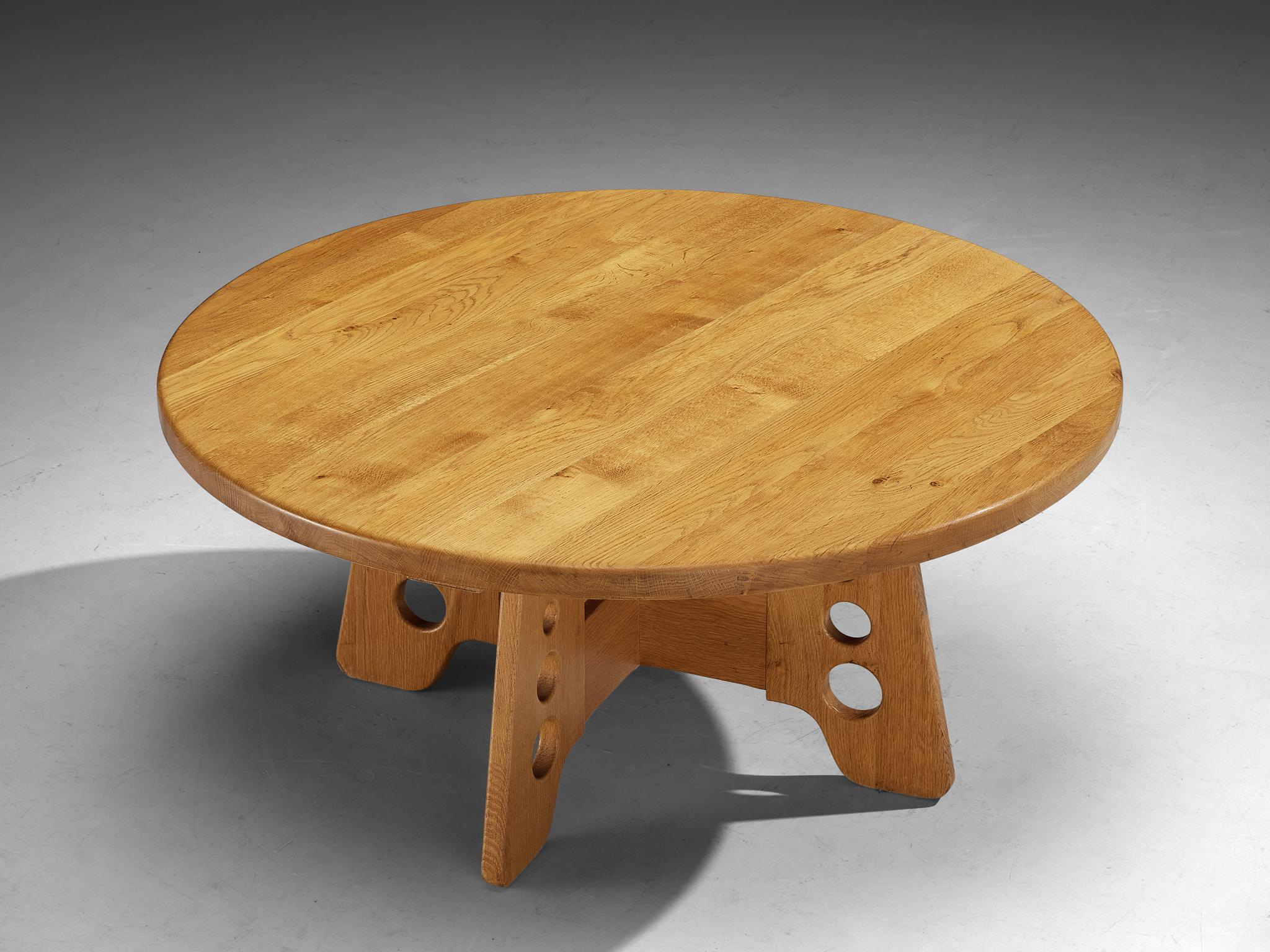 Scandinavian Coffee Table with Trapezium Base in Solid Oak