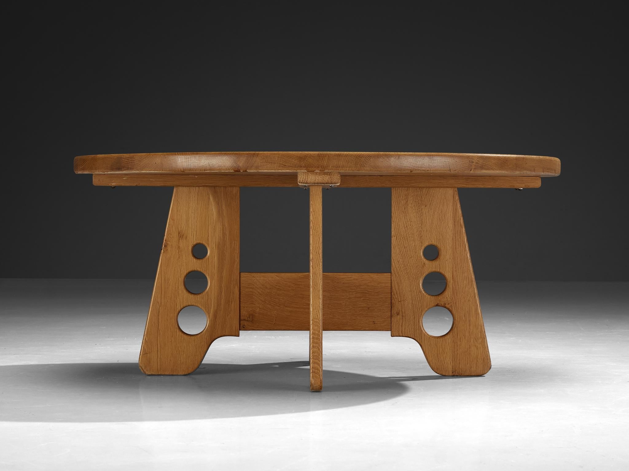 Scandinavian Coffee Table with Trapezium Base in Solid Oak