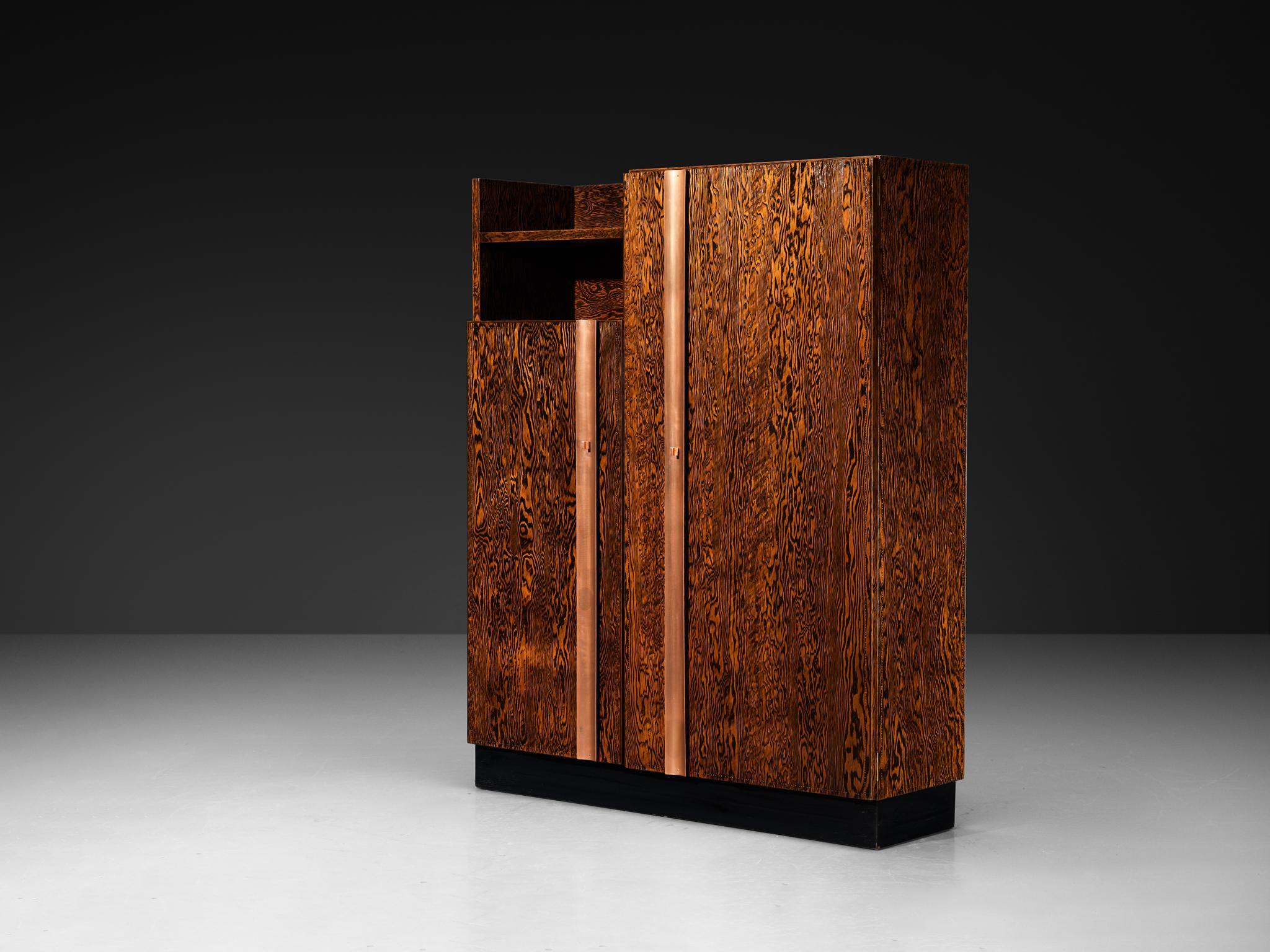 André Sornay Large Cabinet in Oregon Pine and Copper