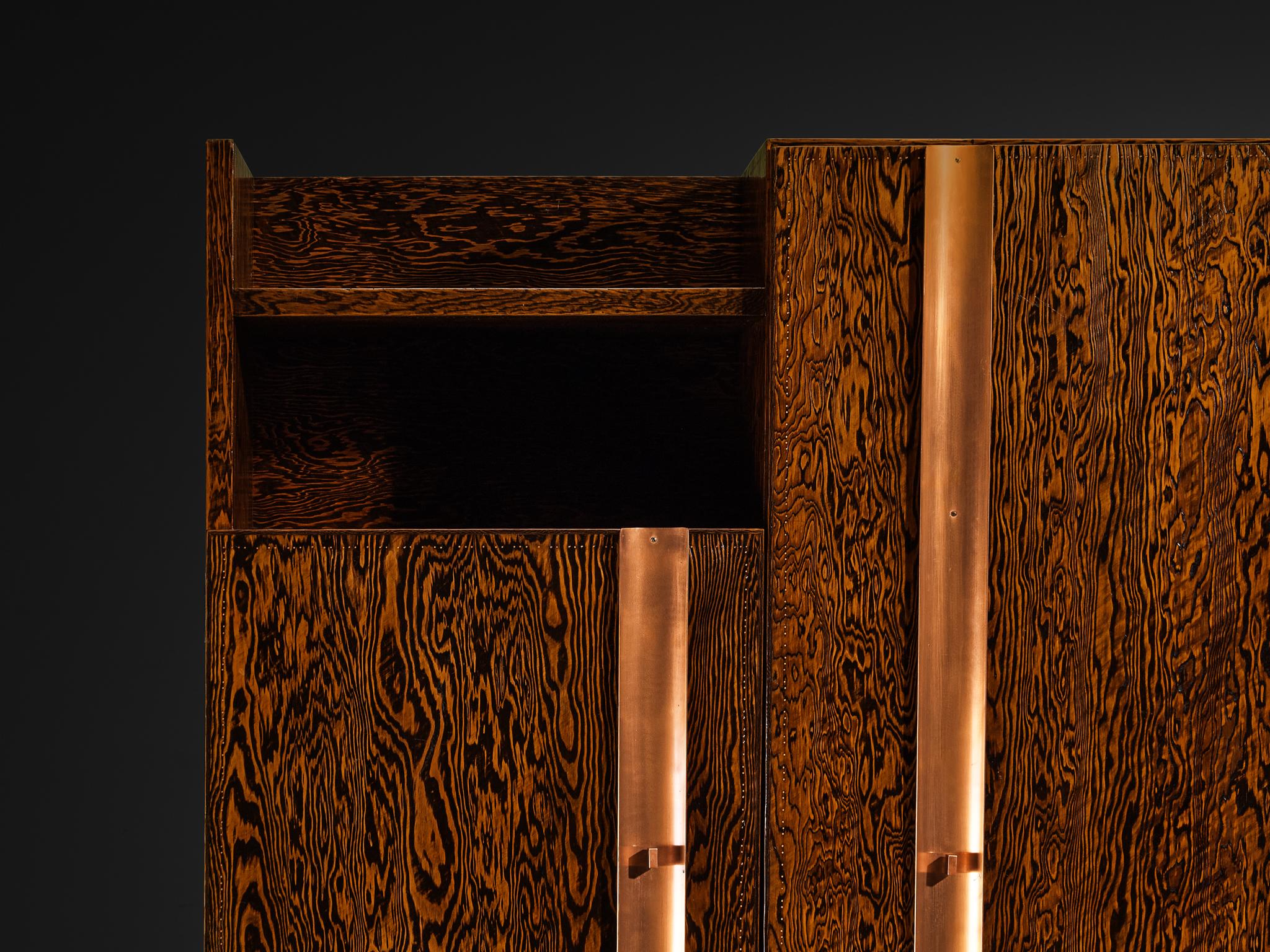 André Sornay Large Cabinet in Oregon Pine and Copper