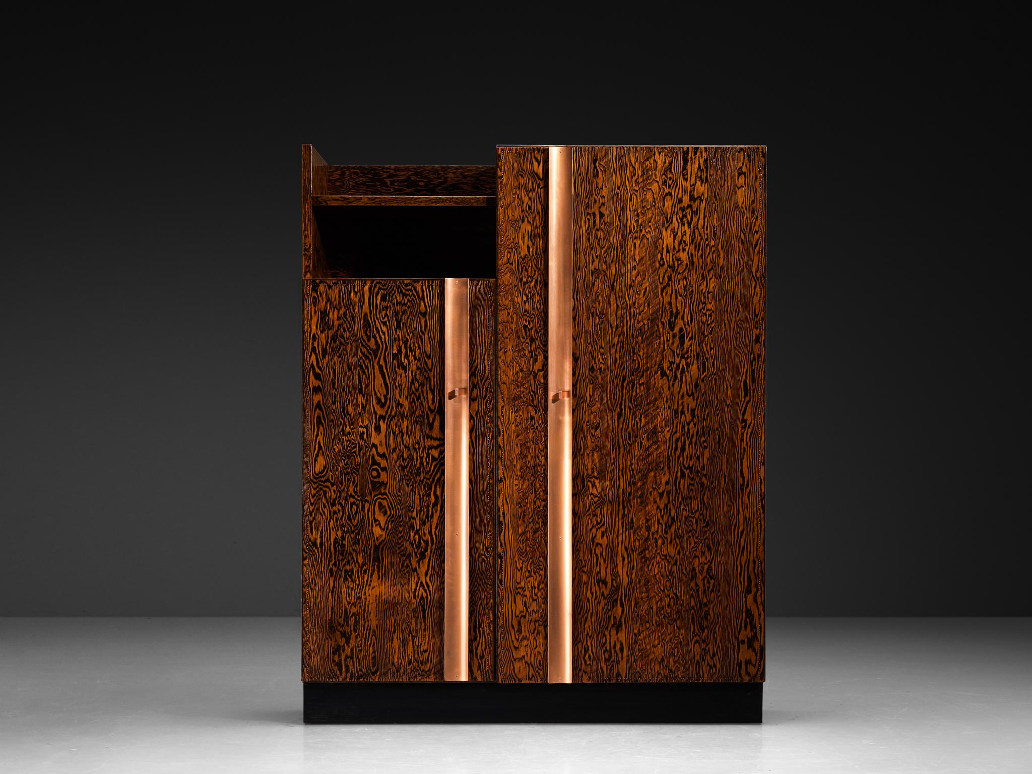 André Sornay Large Cabinet in Oregon Pine and Copper