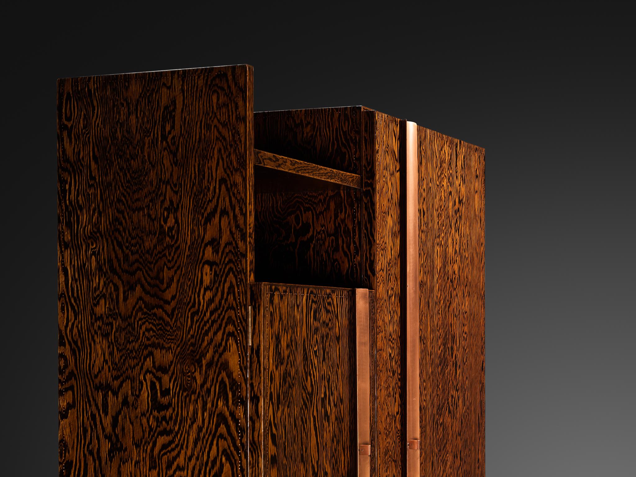 André Sornay Large Cabinet in Oregon Pine and Copper