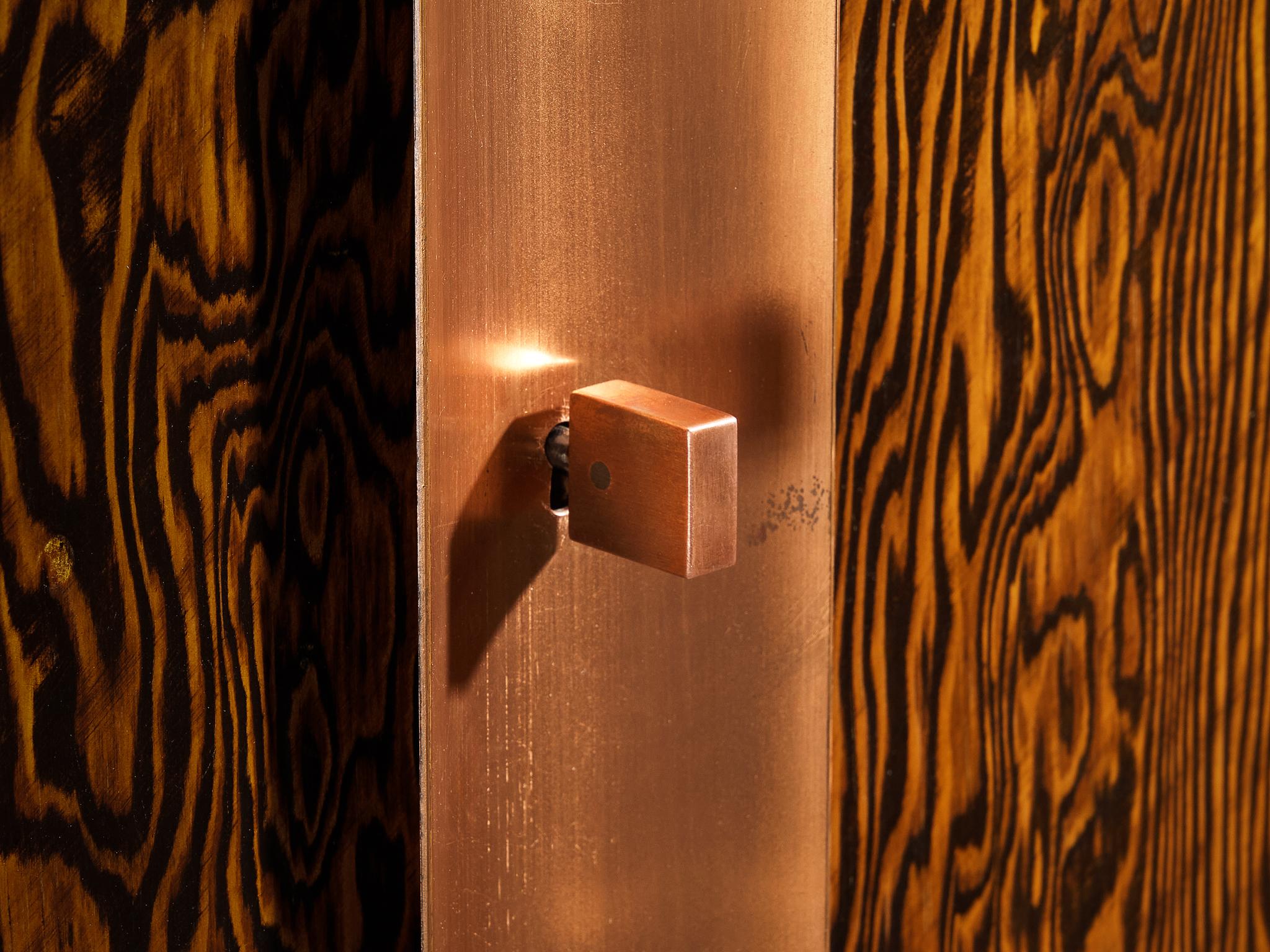 André Sornay Large Cabinet in Oregon Pine and Copper