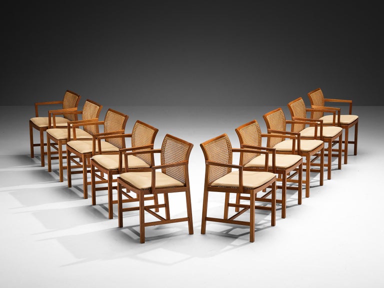 Ditte & Adrian Heath for Søren Horn Set of Ten Armchairs in Mahogany Cane