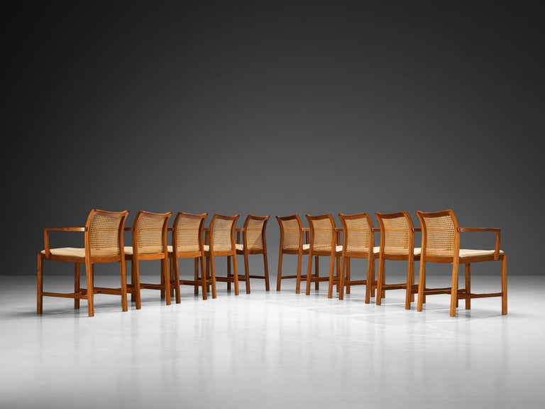 Ditte & Adrian Heath for Søren Horn Set of Ten Armchairs in Mahogany Cane