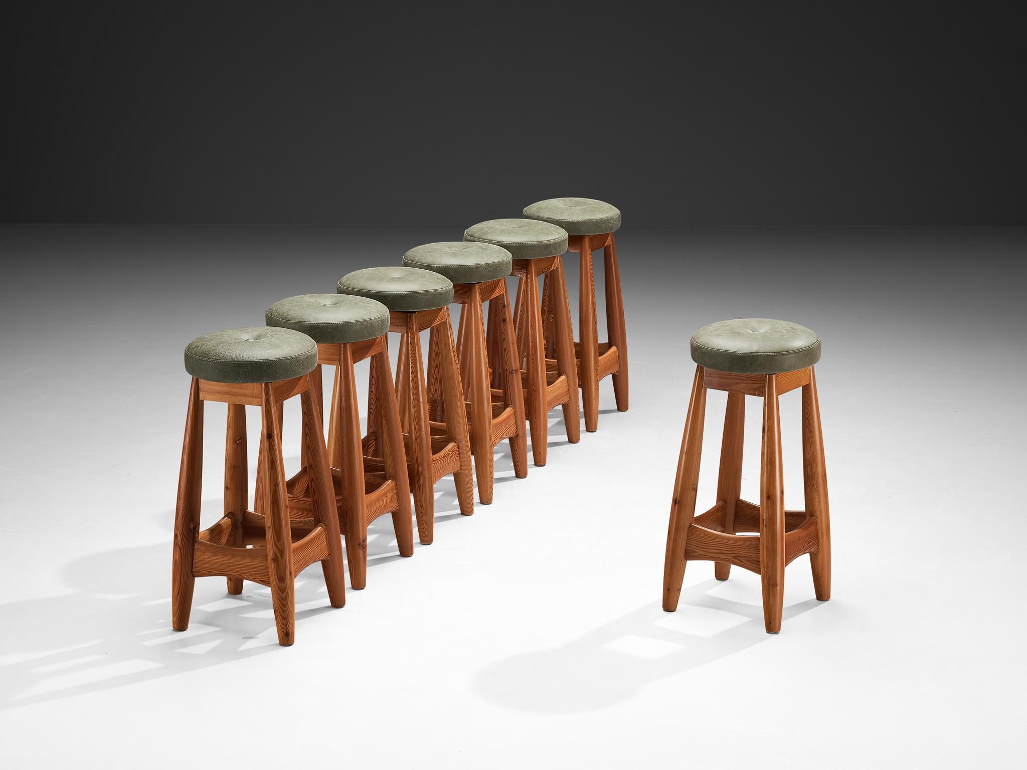 Rare Sergio Rodrigues for ISA Bergamo 'Sheriff' Barstools in Solid Pine