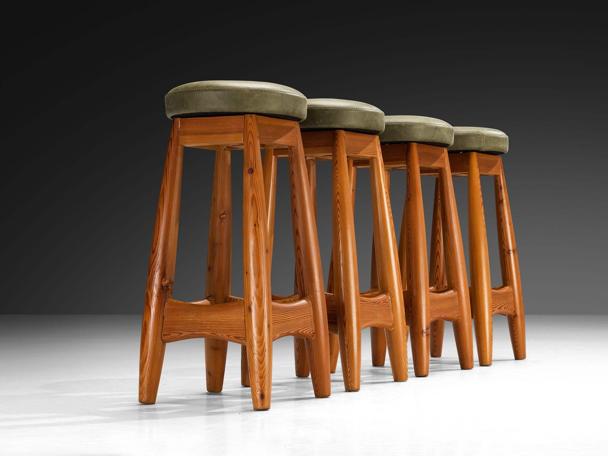 Rare Sergio Rodrigues for ISA Bergamo 'Sheriff' Barstools in Solid Pine