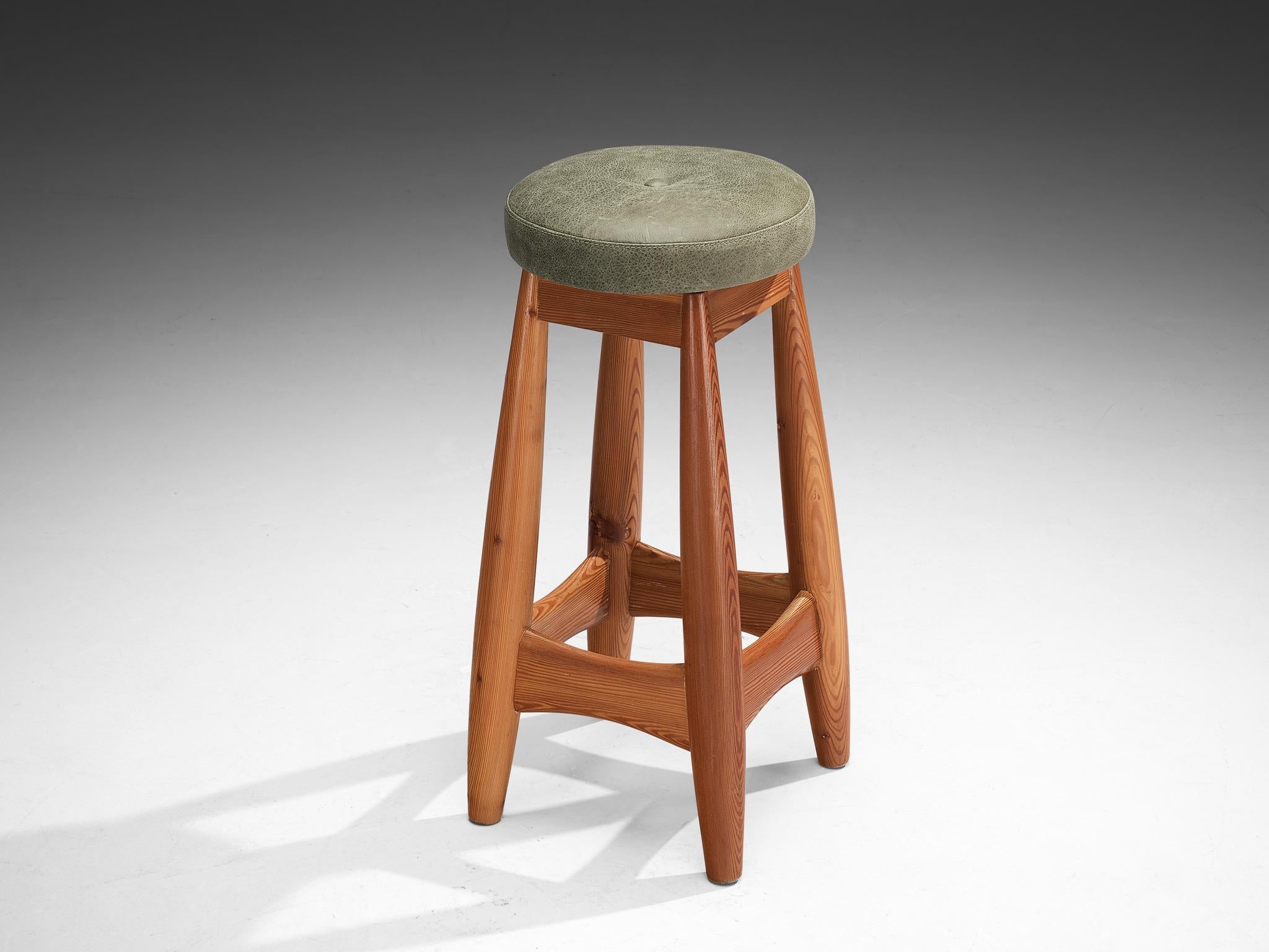 Rare Sergio Rodrigues for ISA Bergamo 'Sheriff' Barstools in Solid Pine