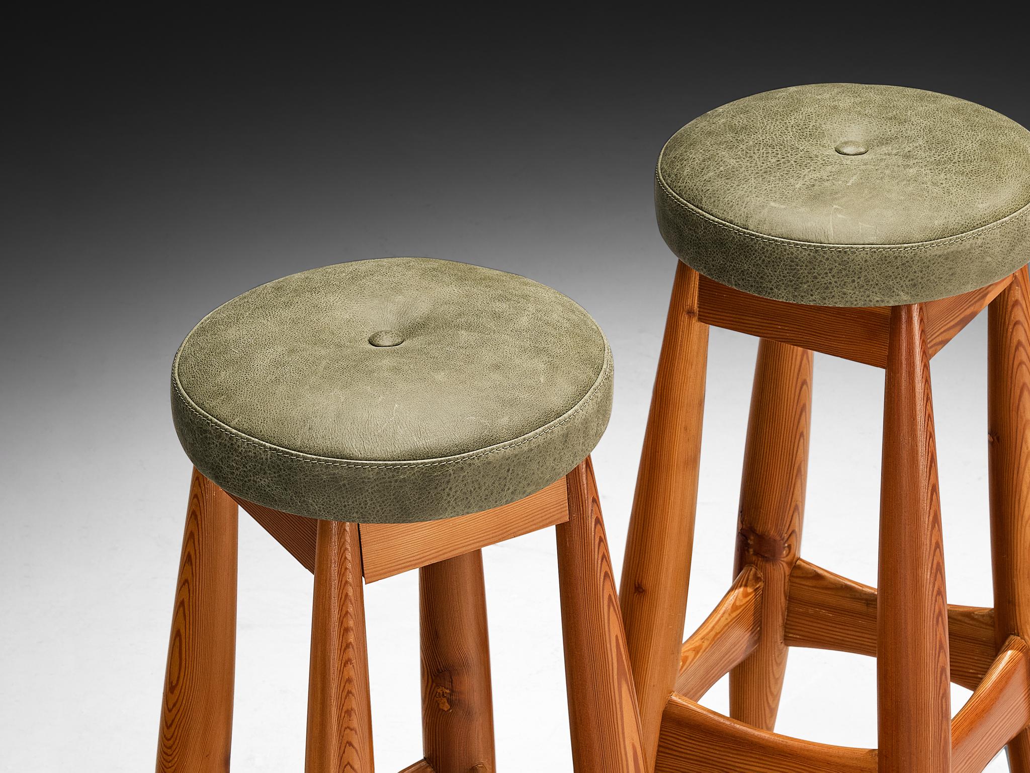 Rare Sergio Rodrigues for ISA Bergamo 'Sheriff' Barstools in Solid Pine