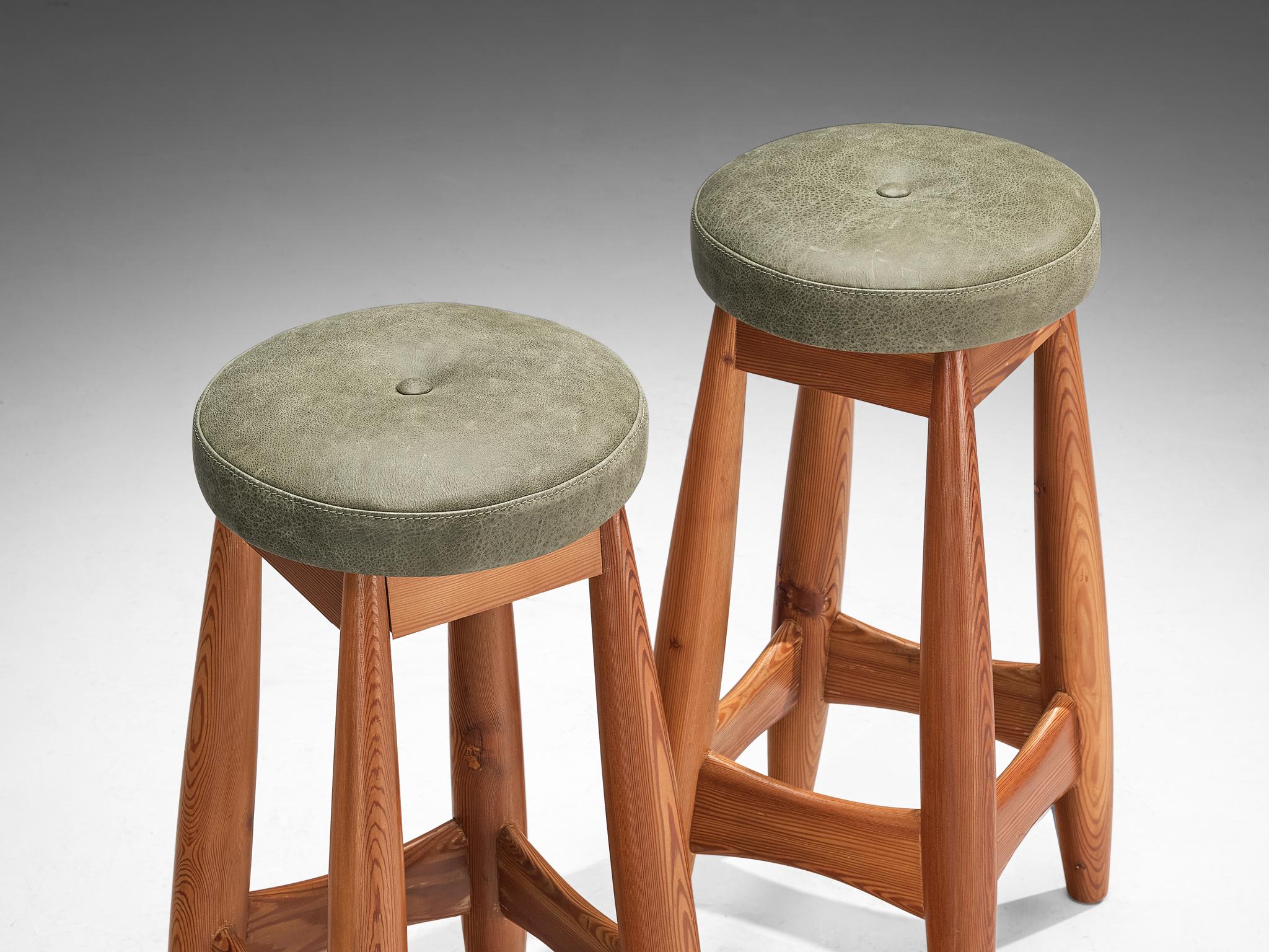 Rare Sergio Rodrigues for ISA Bergamo 'Sheriff' Barstools in Solid Pine