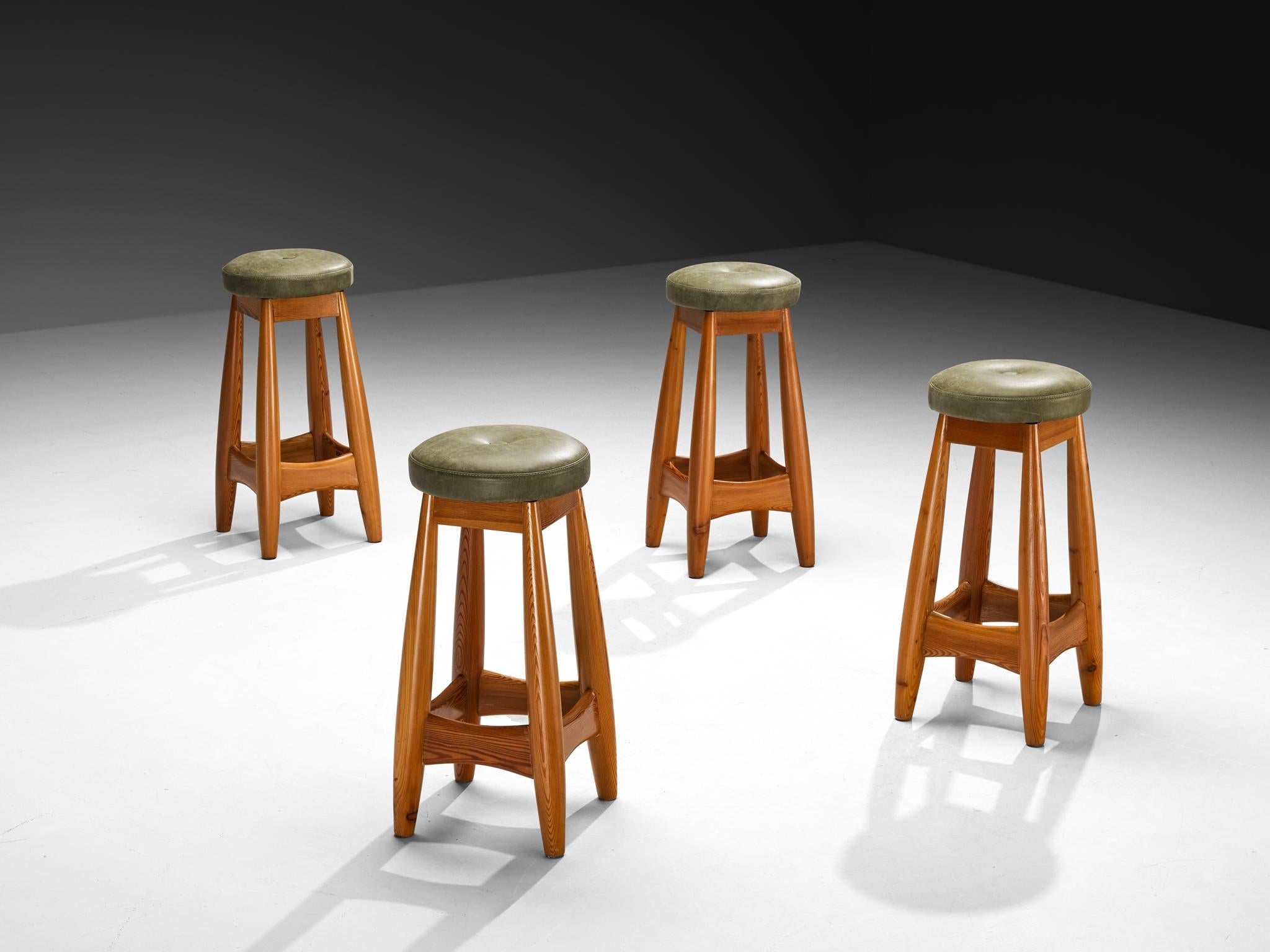 Rare Sergio Rodrigues for ISA Bergamo 'Sheriff' Barstools in Solid Pine