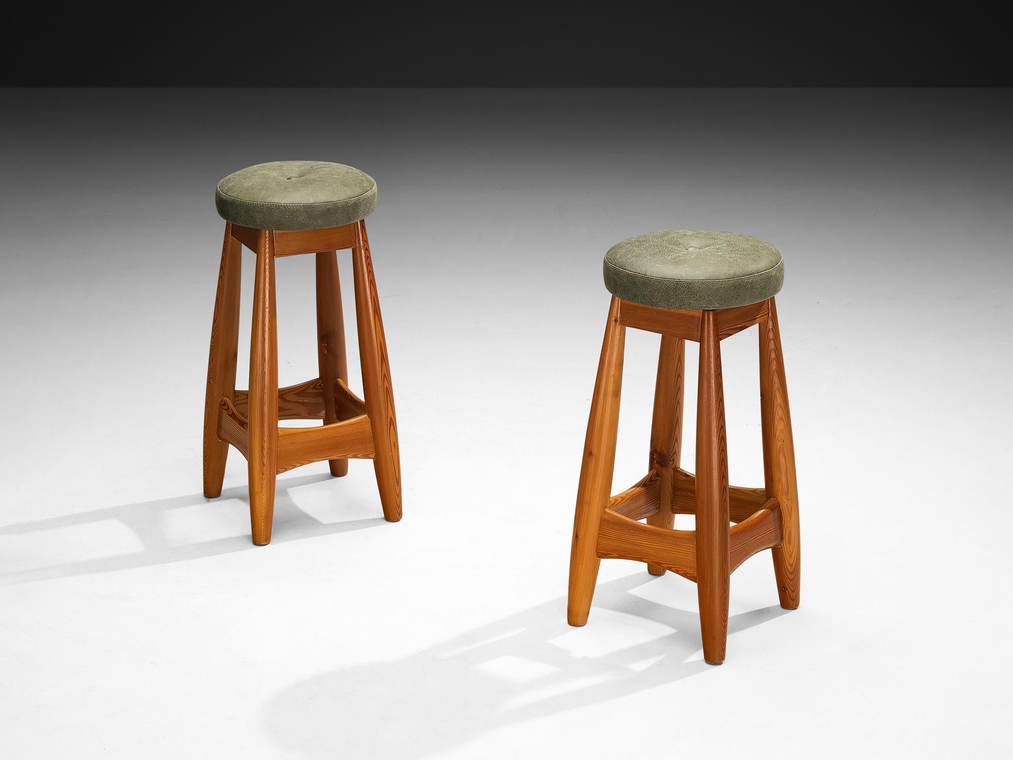 Rare Sergio Rodrigues for ISA Bergamo 'Sheriff' Barstools in Solid Pine