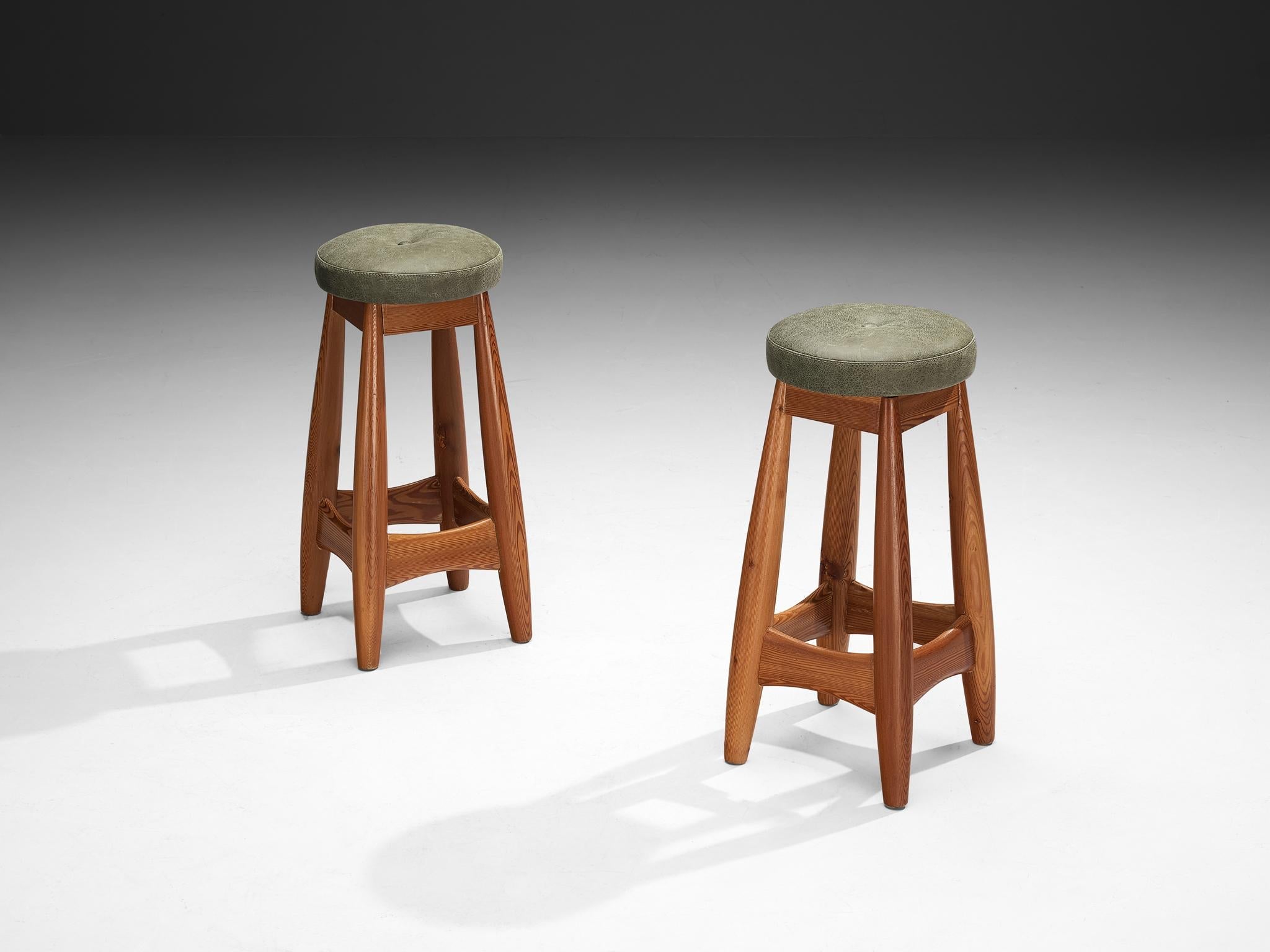 Rare Sergio Rodrigues for ISA Bergamo 'Sheriff' Barstools in Solid Pine