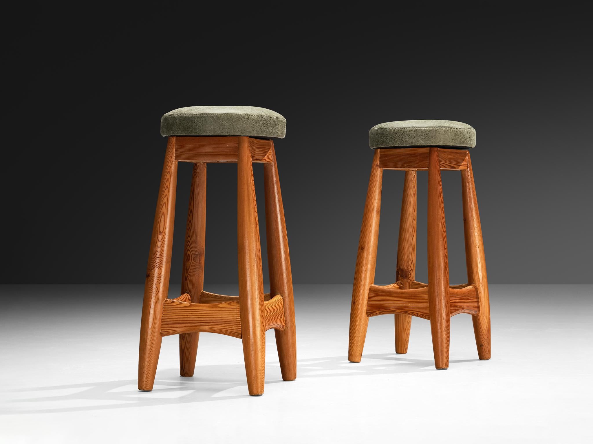 Rare Sergio Rodrigues for ISA Bergamo 'Sheriff' Barstools in Solid Pine