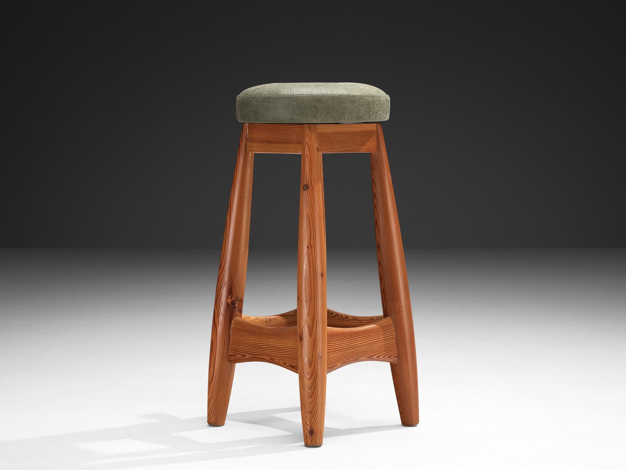 Rare Sergio Rodrigues for ISA Bergamo 'Sheriff' Barstools in Solid Pine