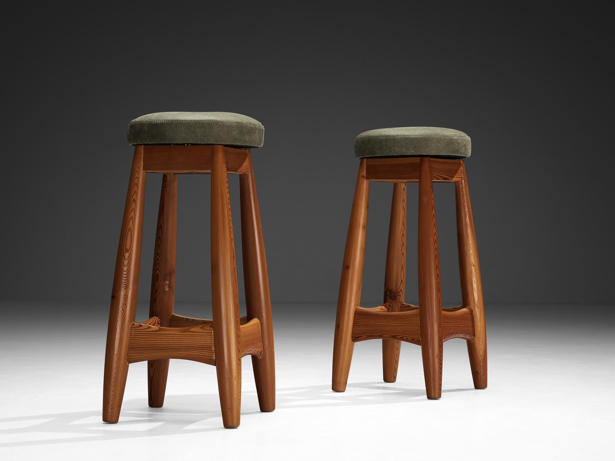 Rare Sergio Rodrigues for ISA Bergamo 'Sheriff' Barstools in Solid Pine