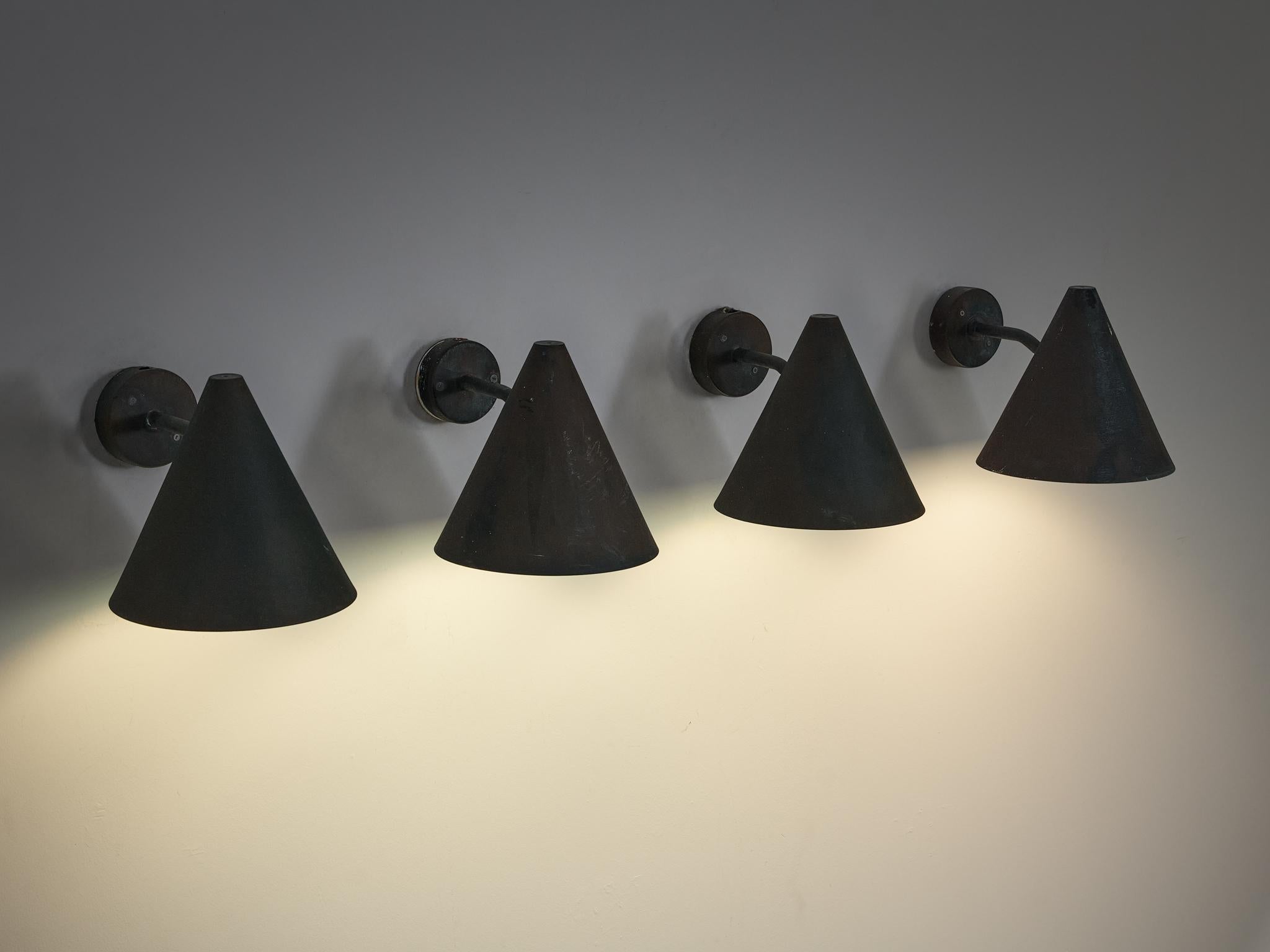 Hans-Agne Jakobsson 'Tratten' Wall Lights in Patinated Copper