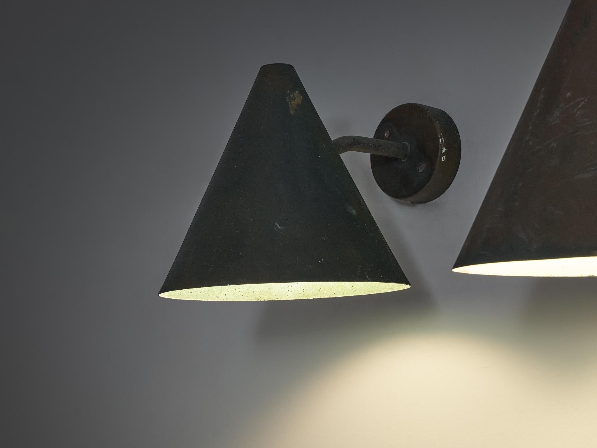 Hans-Agne Jakobsson 'Tratten' Wall Lights in Patinated Copper