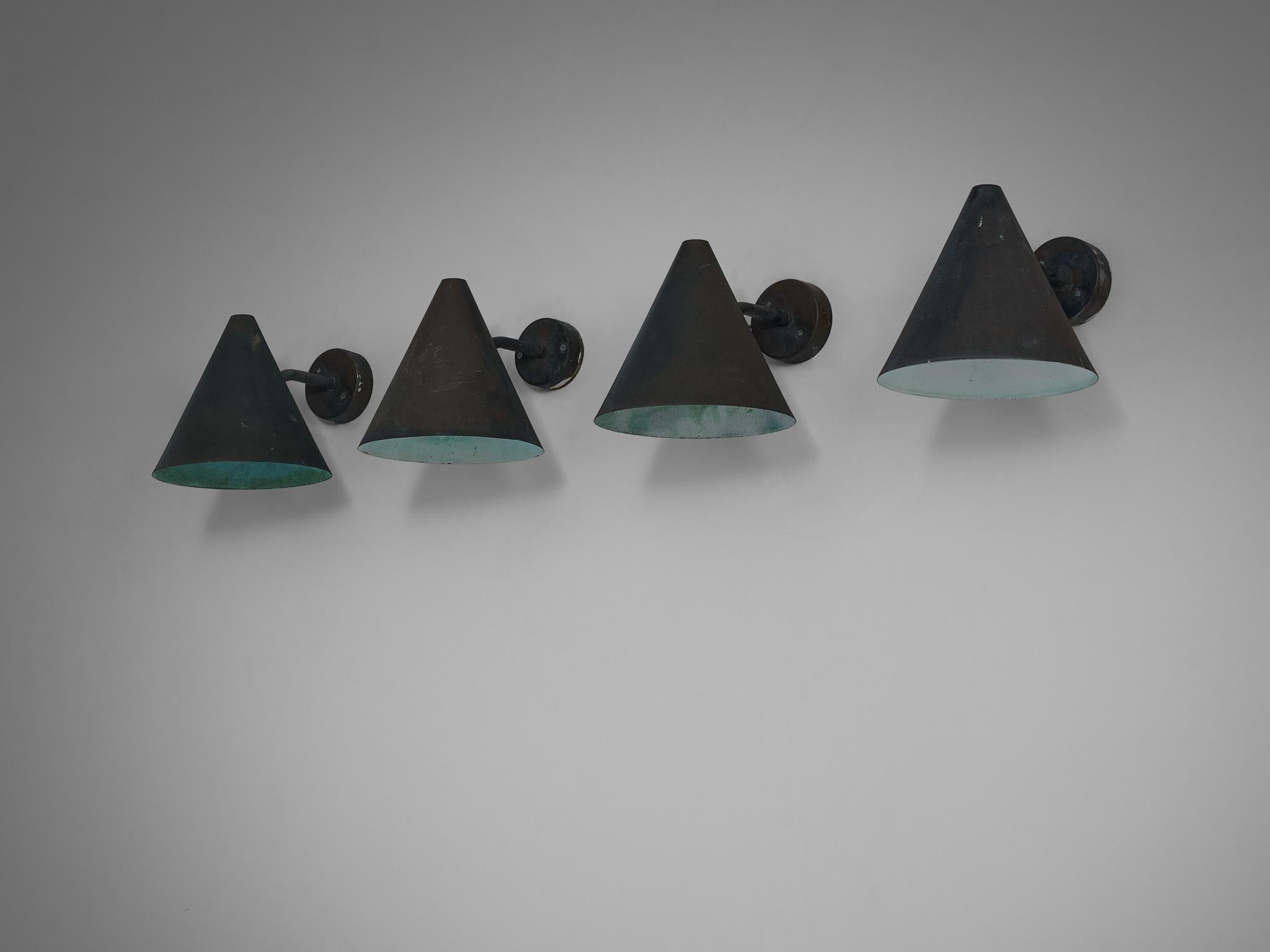 Hans-Agne Jakobsson 'Tratten' Wall Lights in Patinated Copper