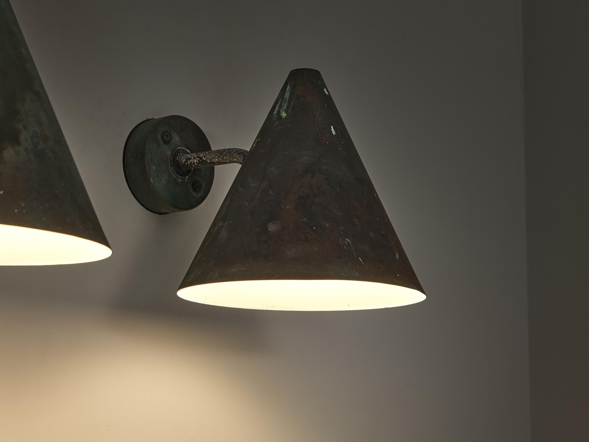 Hans-Agne Jakobsson 'Tratten' Wall Lights in Patinated Copper