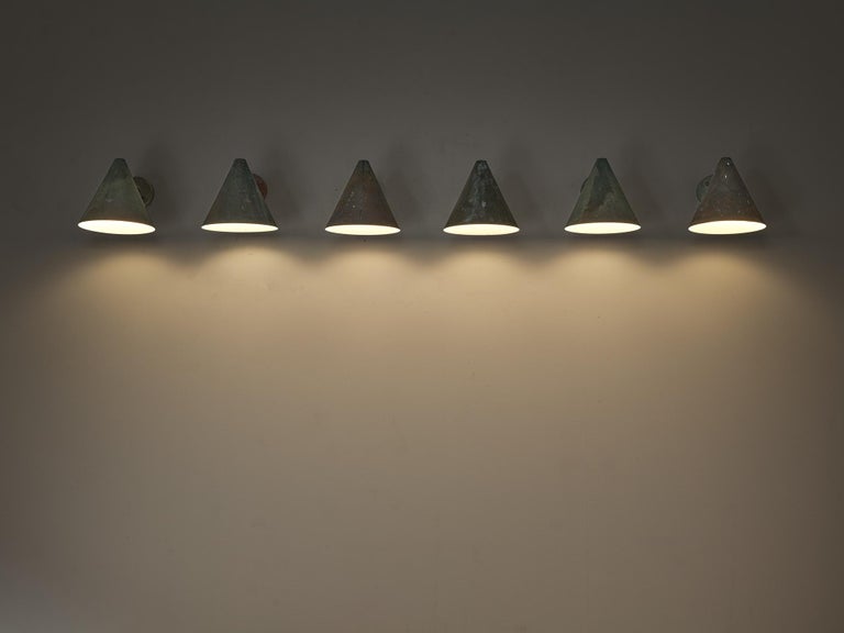 Hans-Agne Jakobsson 'Tratten' Wall Lights in Patinated Copper