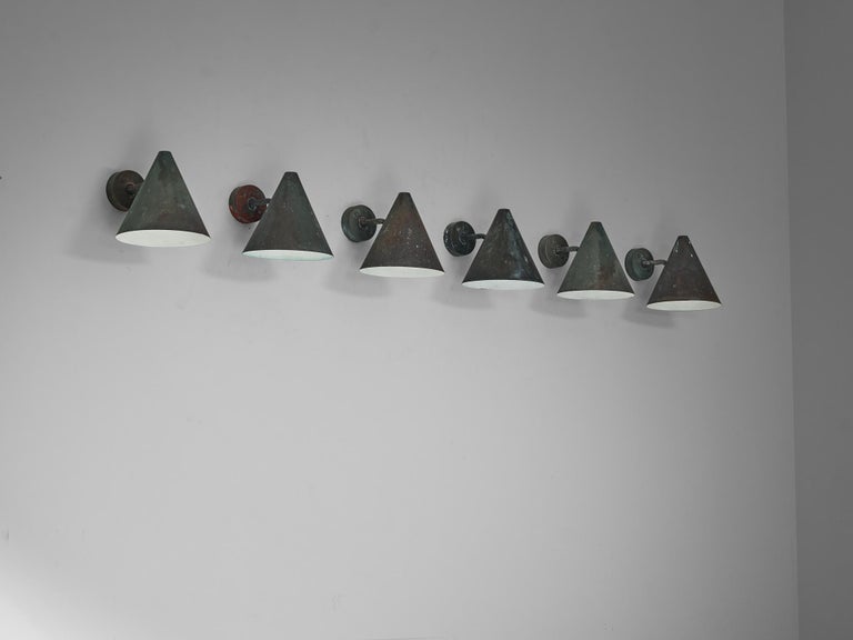 Hans-Agne Jakobsson 'Tratten' Wall Lights in Patinated Copper