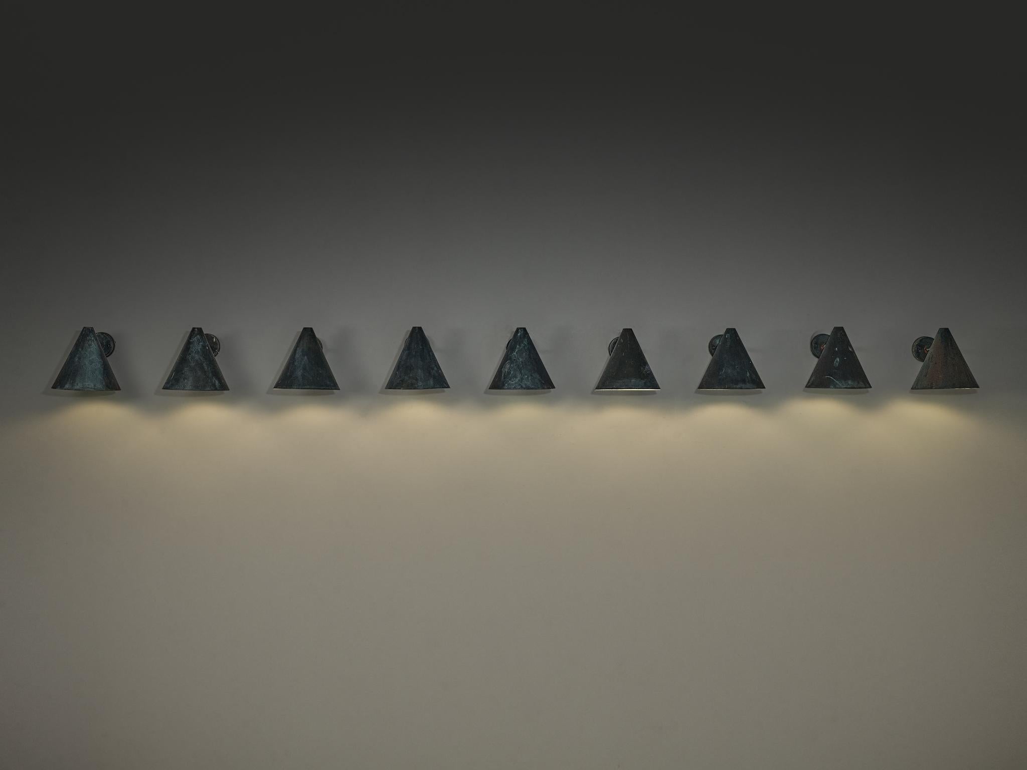 Hans-Agne Jakobsson 'Tratten' Wall Lights in Patinated Copper