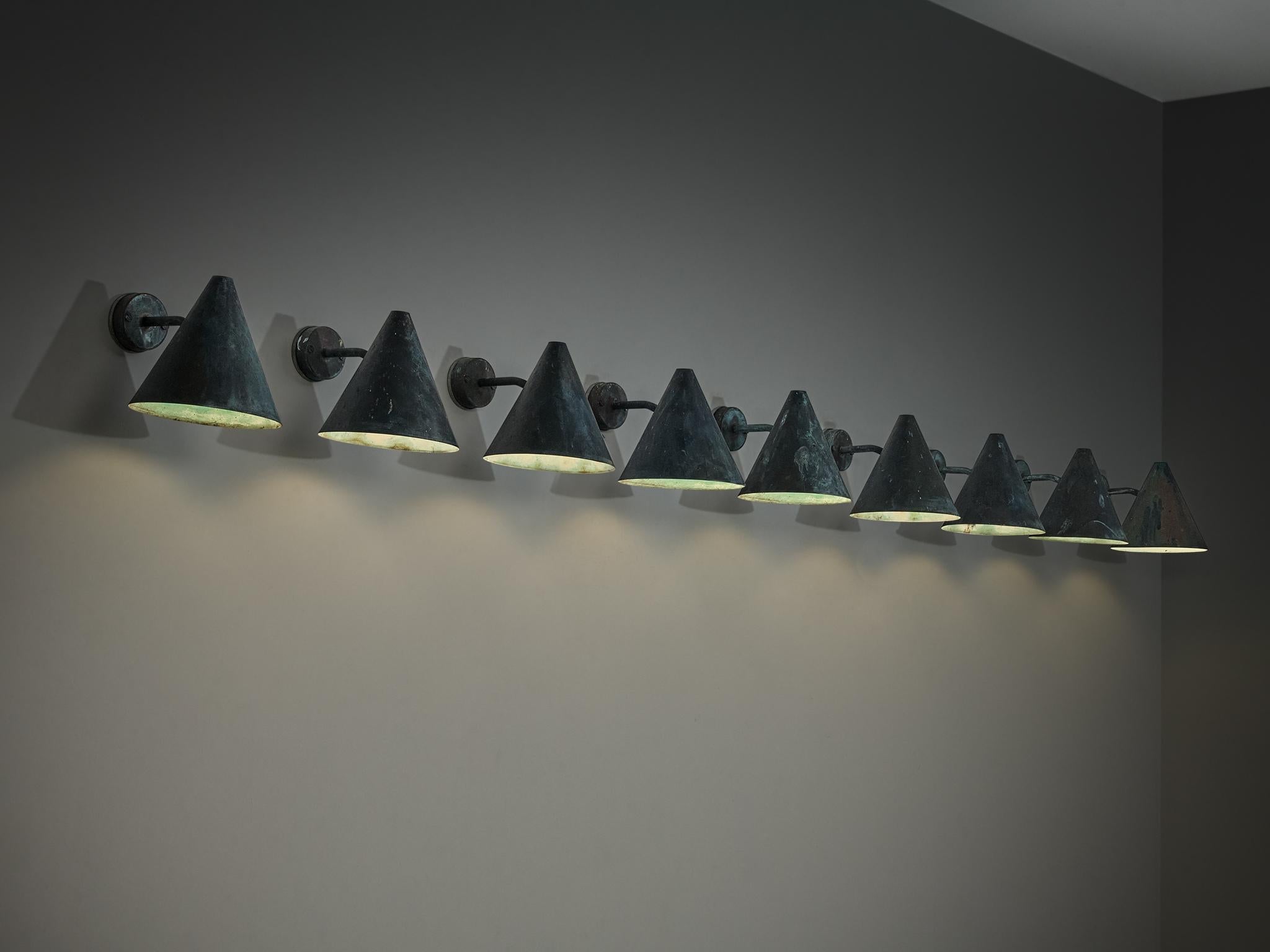 Hans-Agne Jakobsson 'Tratten' Wall Lights in Patinated Copper