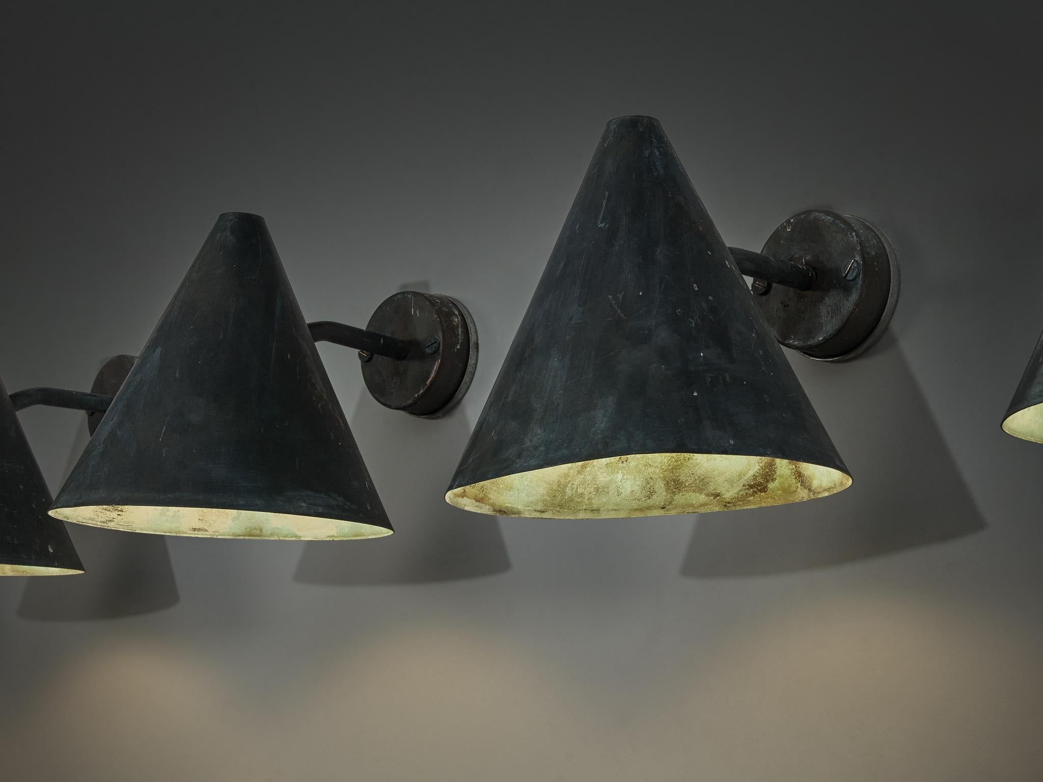 Hans-Agne Jakobsson 'Tratten' Wall Lights in Patinated Copper