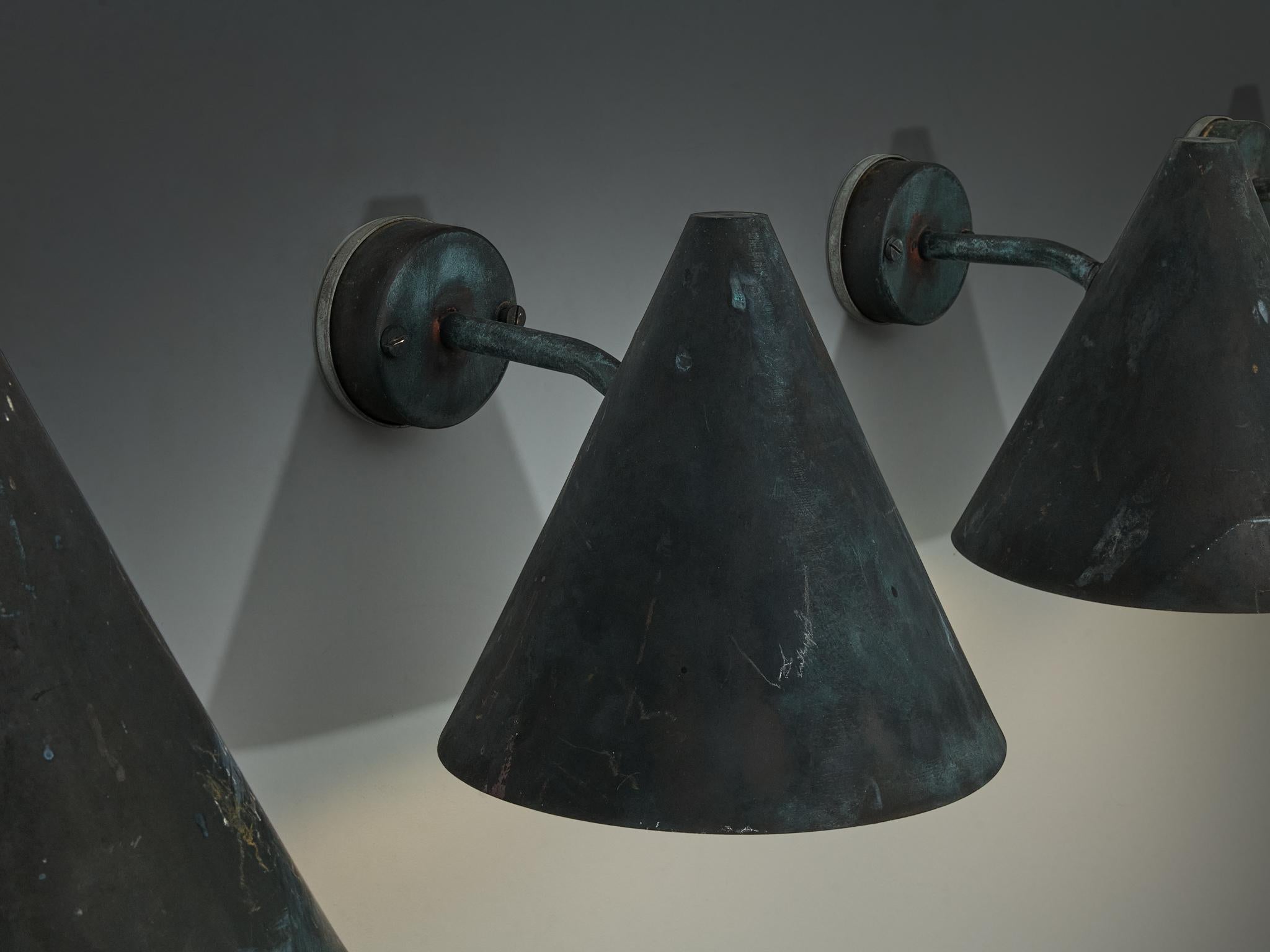 Hans-Agne Jakobsson 'Tratten' Wall Lights in Patinated Copper