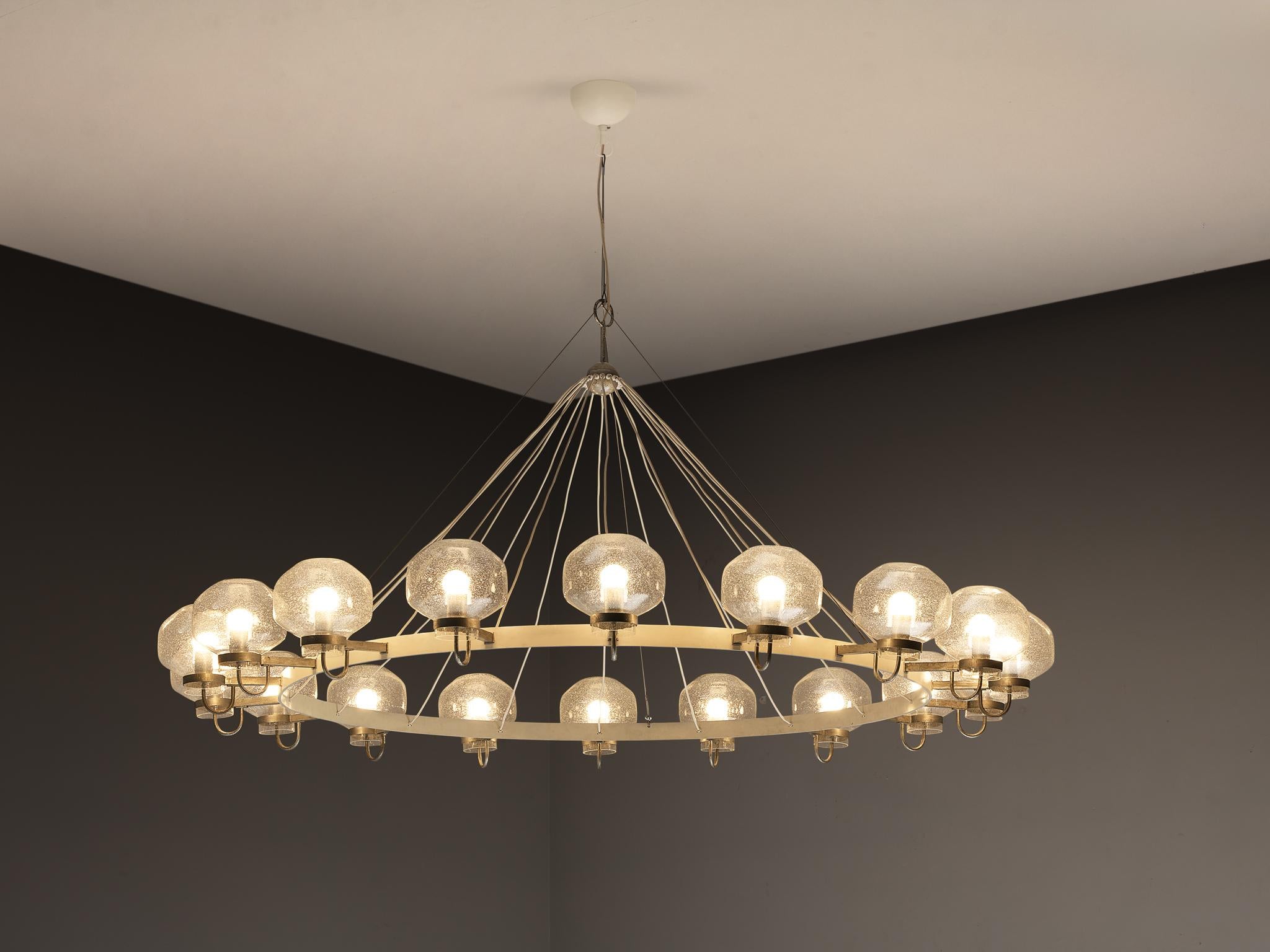 Large 1970s Chandelier in Silver-Colored Metal & Blown Glass 232cm/91.34in.