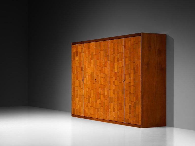 Tito Agnoli for Caleido/Poltrona Frau Highboard in Cognac Patchwork Leather