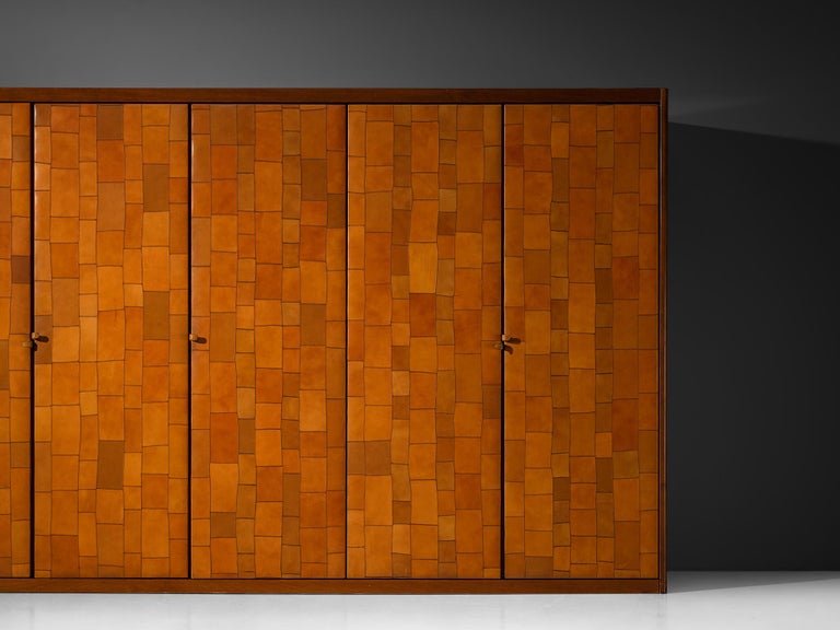 Tito Agnoli for Caleido/Poltrona Frau Highboard in Cognac Patchwork Leather