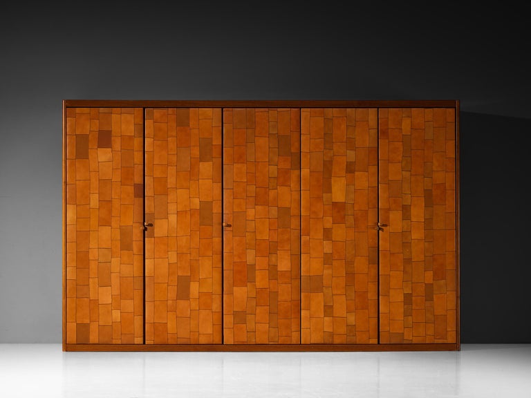 Tito Agnoli for Caleido/Poltrona Frau Highboard in Cognac Patchwork Leather