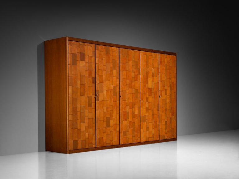 Tito Agnoli for Caleido/Poltrona Frau Highboard in Cognac Patchwork Leather