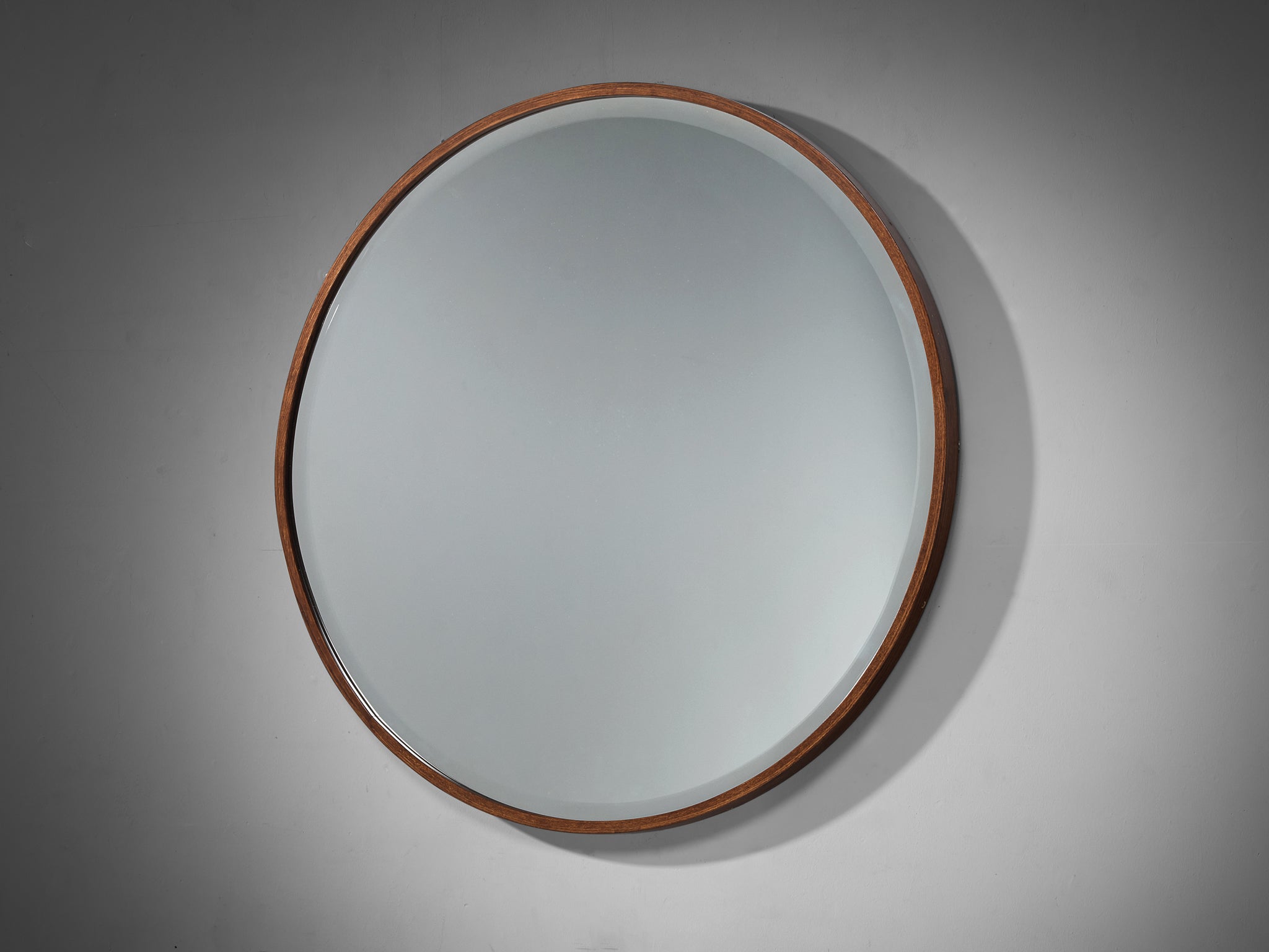 Giuseppe Rivadossi for Officina Rivadossi Round Mirror with Oak Frame